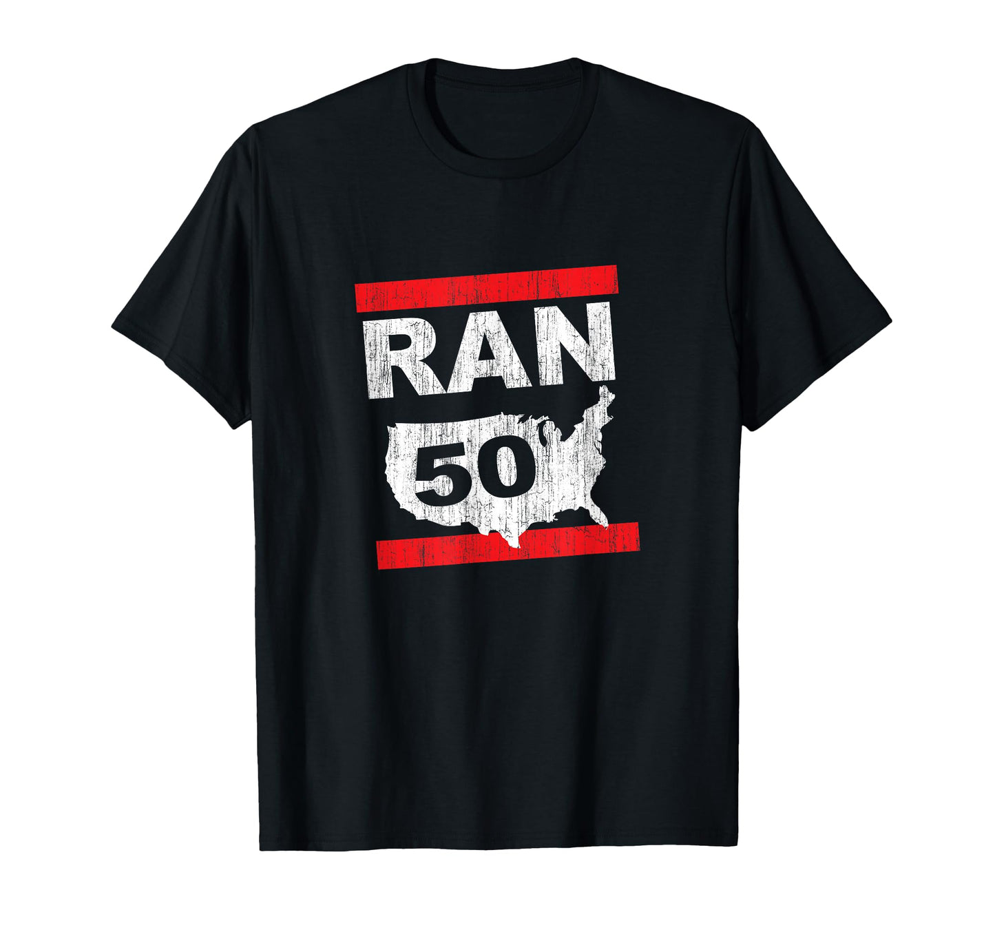 RAN 50 States Marathon Run Runner Running Inspired Design T-Shirt