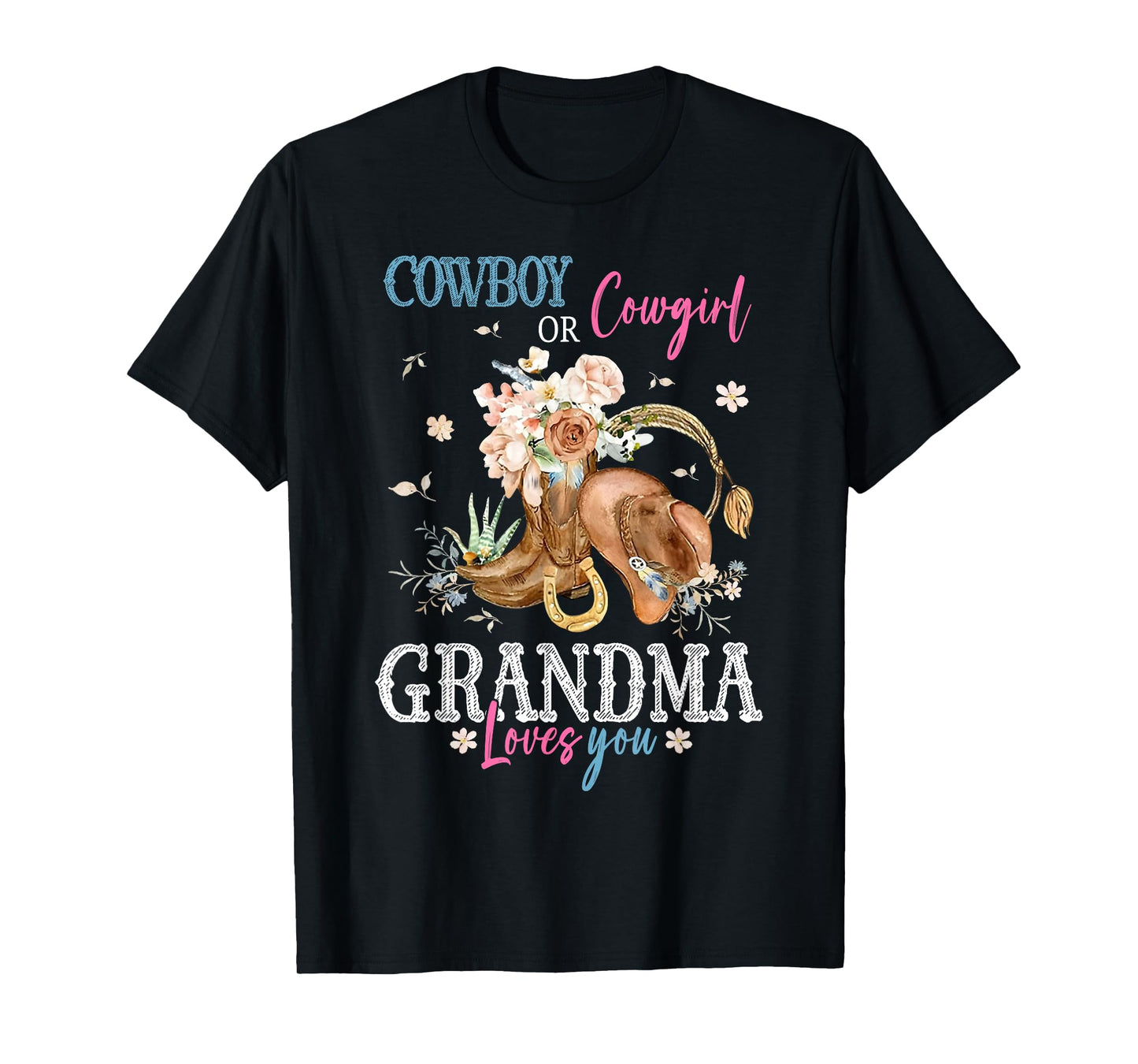 Cowboy or Cowgirl Gender Reveal Party Announcement Grandma T-Shirt