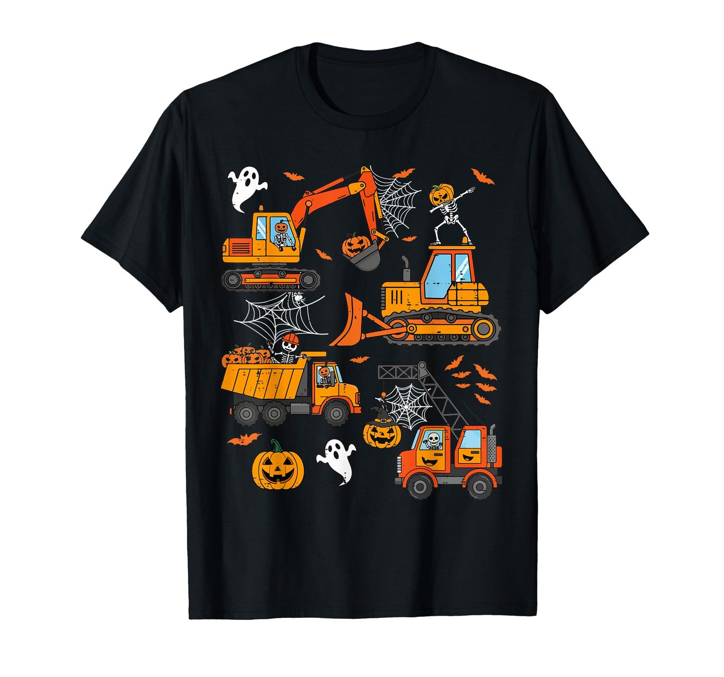 Spooky Construction Trucks Toddler Boys Halloween Costume T-Shirt