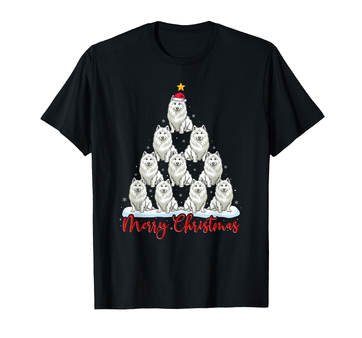 Santa Hat Ugly Xmas Funny Samoyed Dog Christmas Tree T-Shirt
