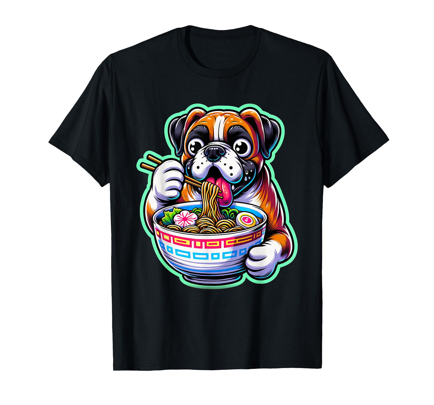 Kawaii Anime Boxer Dog Ramen T-Shirt
