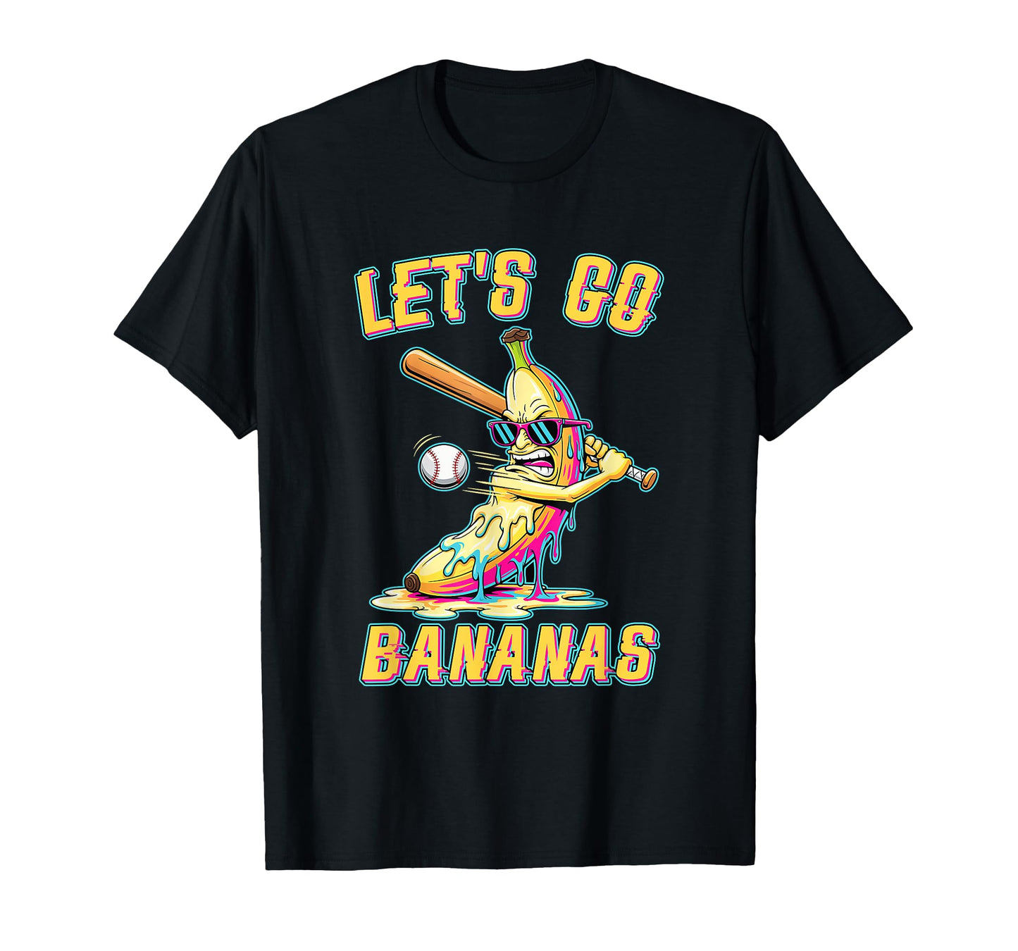 Let's Go Bananas Funny Banana Swinging Baseball Fruit Sport T-Shirt