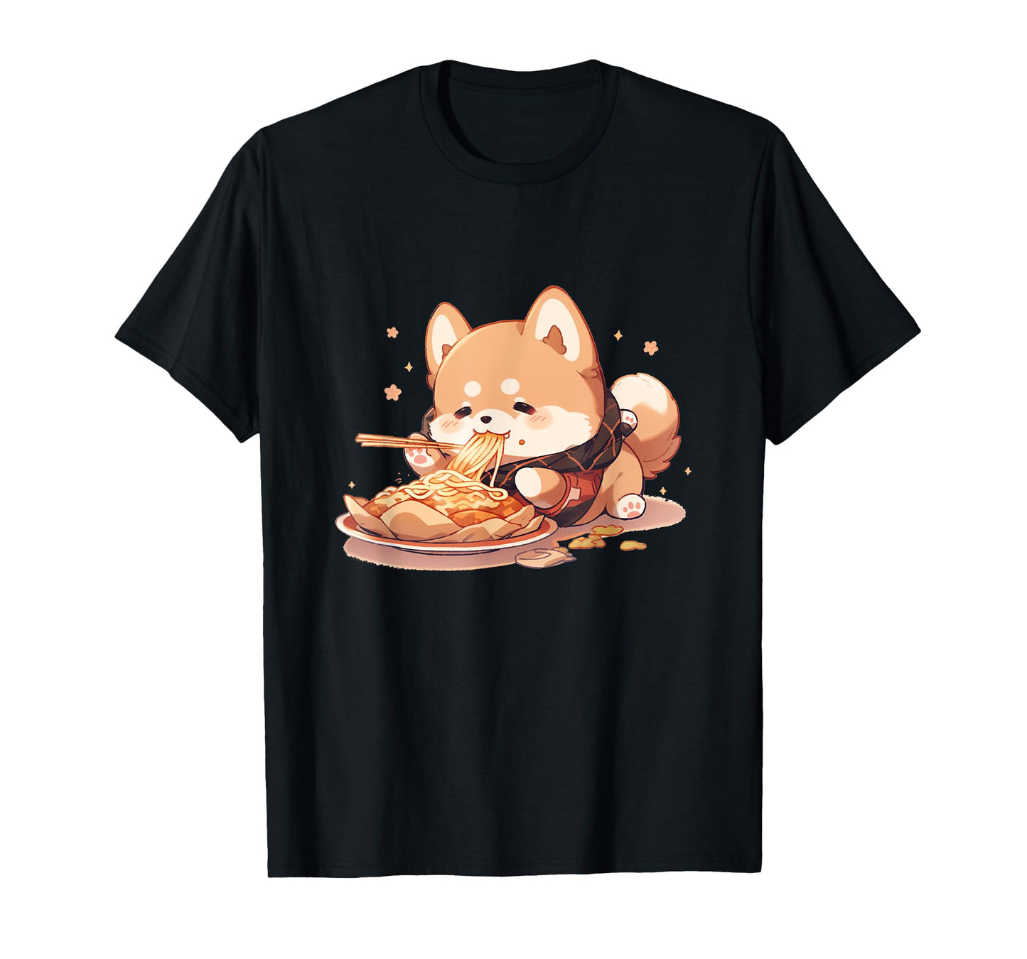 Kawaii Cute Anime Shiba Inu Dog Otaku Japanese Ramen Noodles T-Shirt