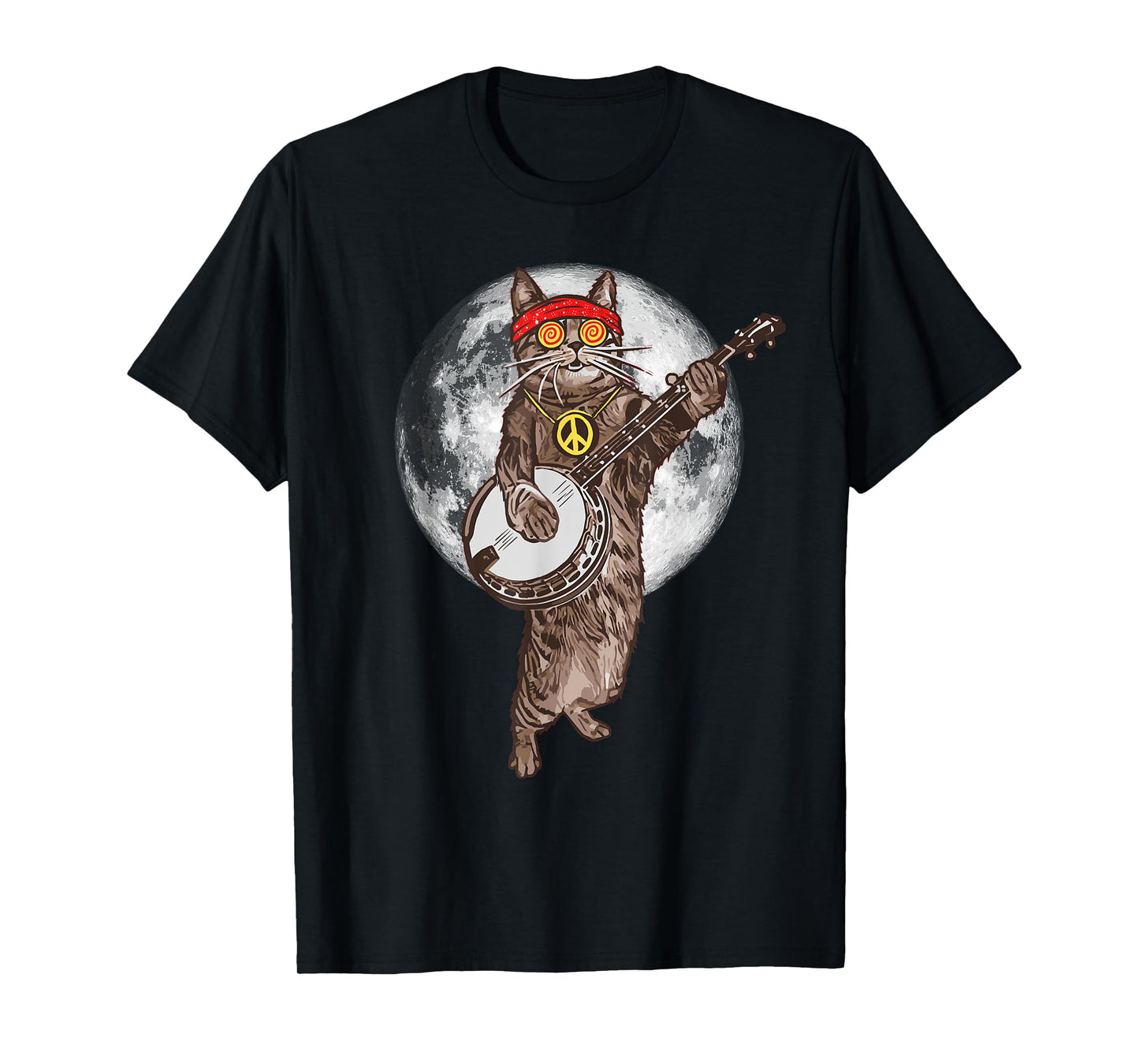 Psychedelic Hippie Banjo Cat! Funny Bluegrass Music T-Shirt