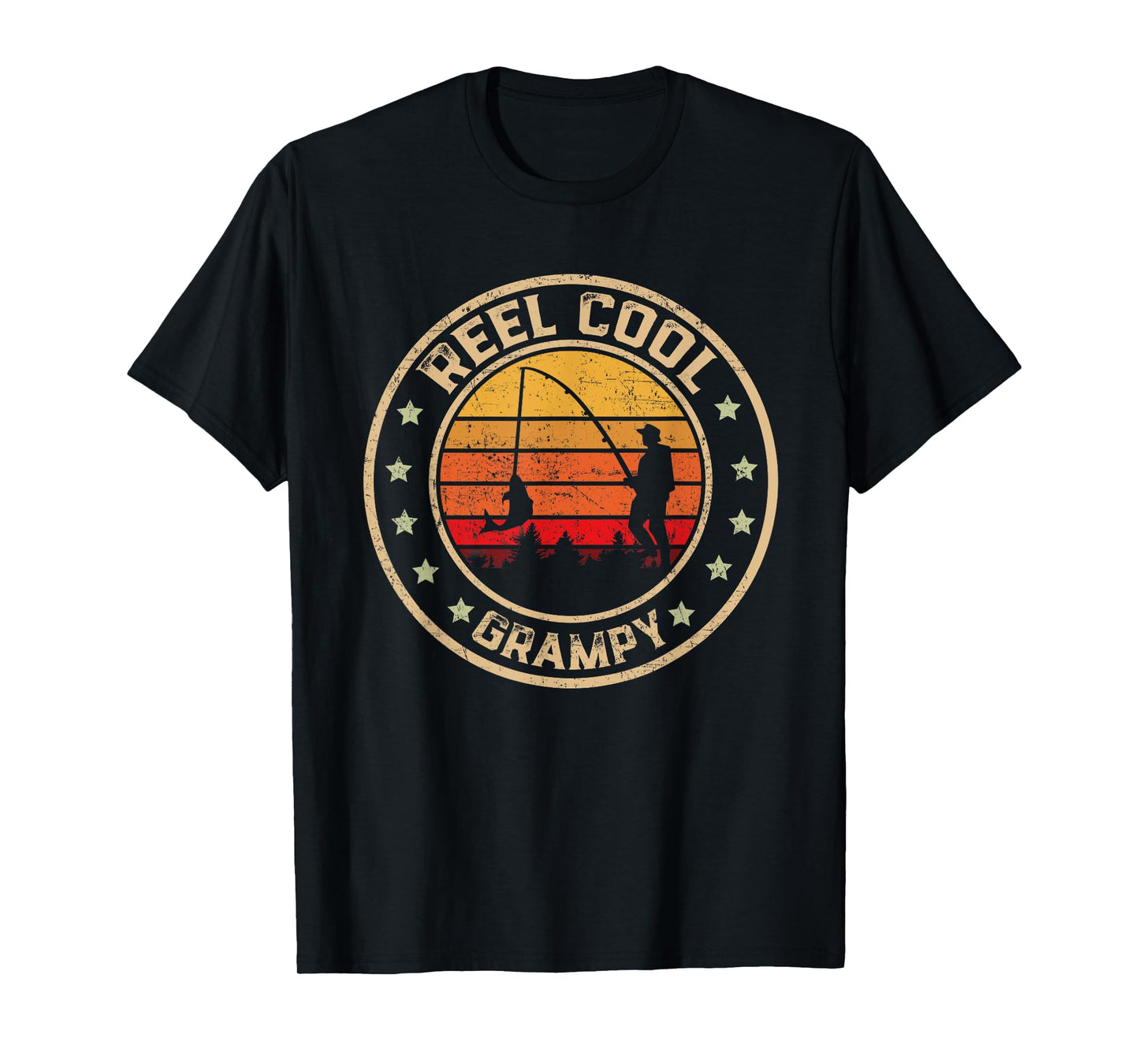 Vintage Reel Cool Grampy Fish Fishing Funny Fathers Day T-Shirt