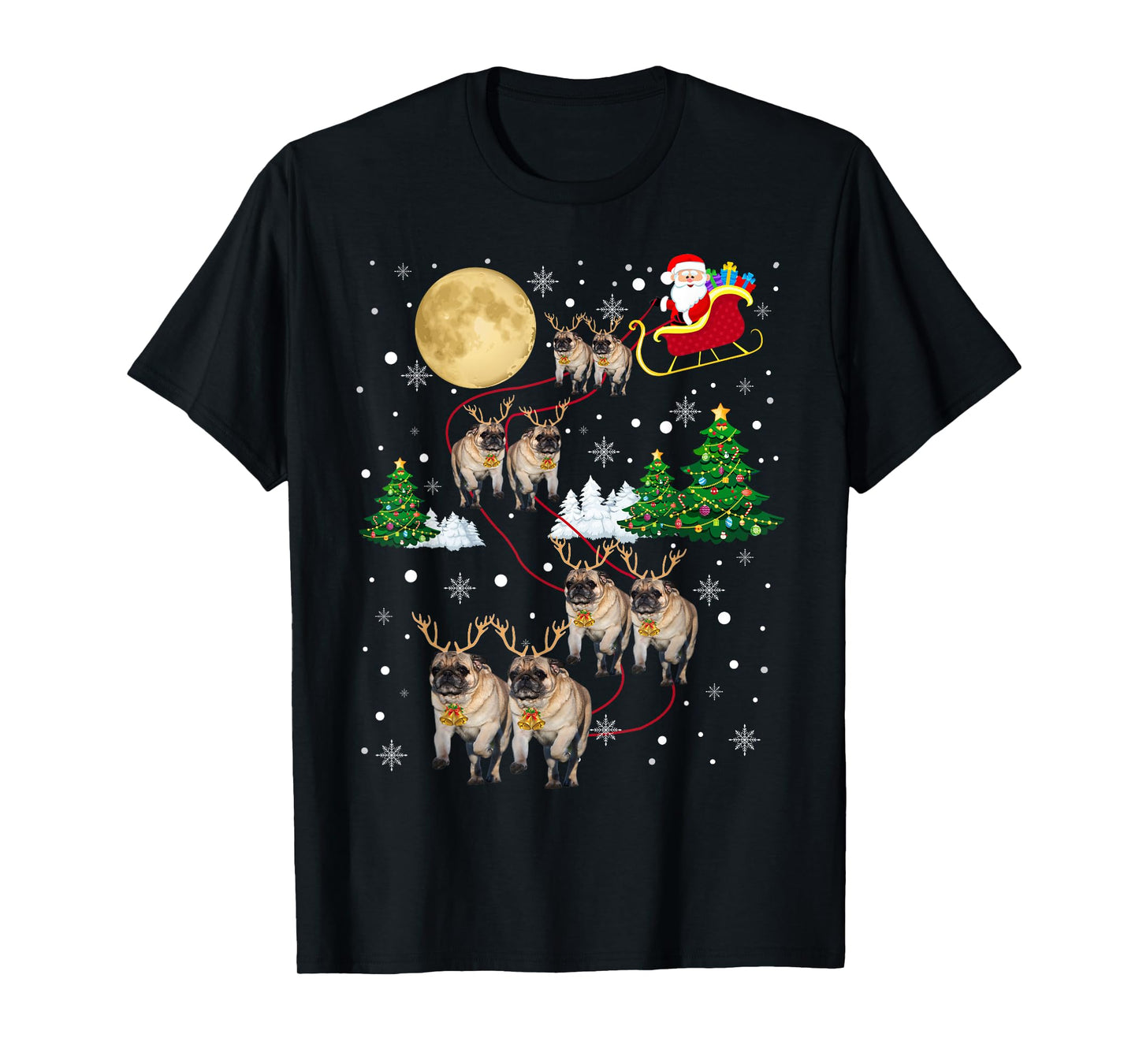 Pug Dogs Tree Christmas Sweater Xmas Pet Animal Dog Gifts Men Women Kids T-Shirt