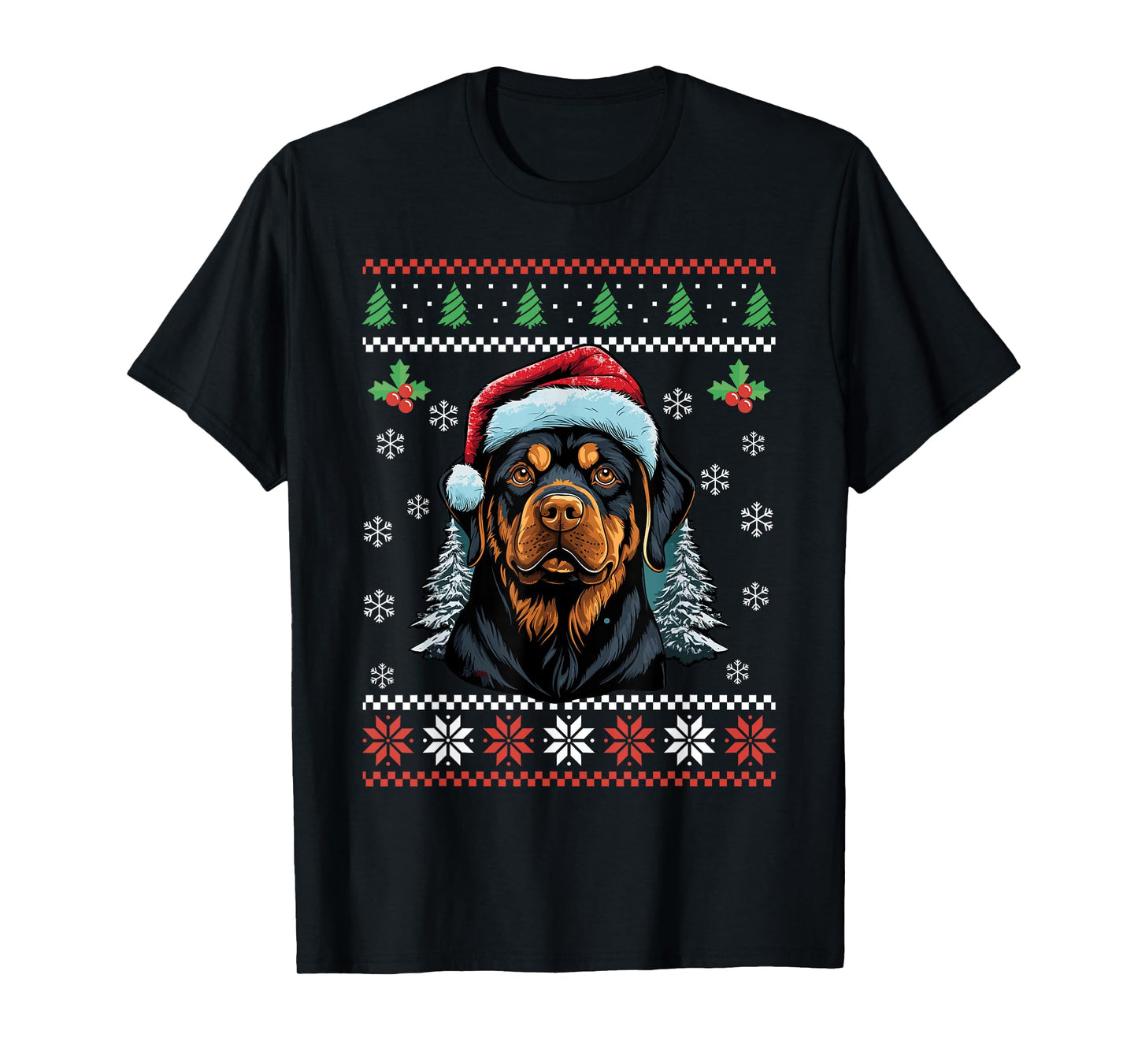 Rottweiler Dog Ugly Christmas Sweater Xmas For Adults Kids T-Shirt