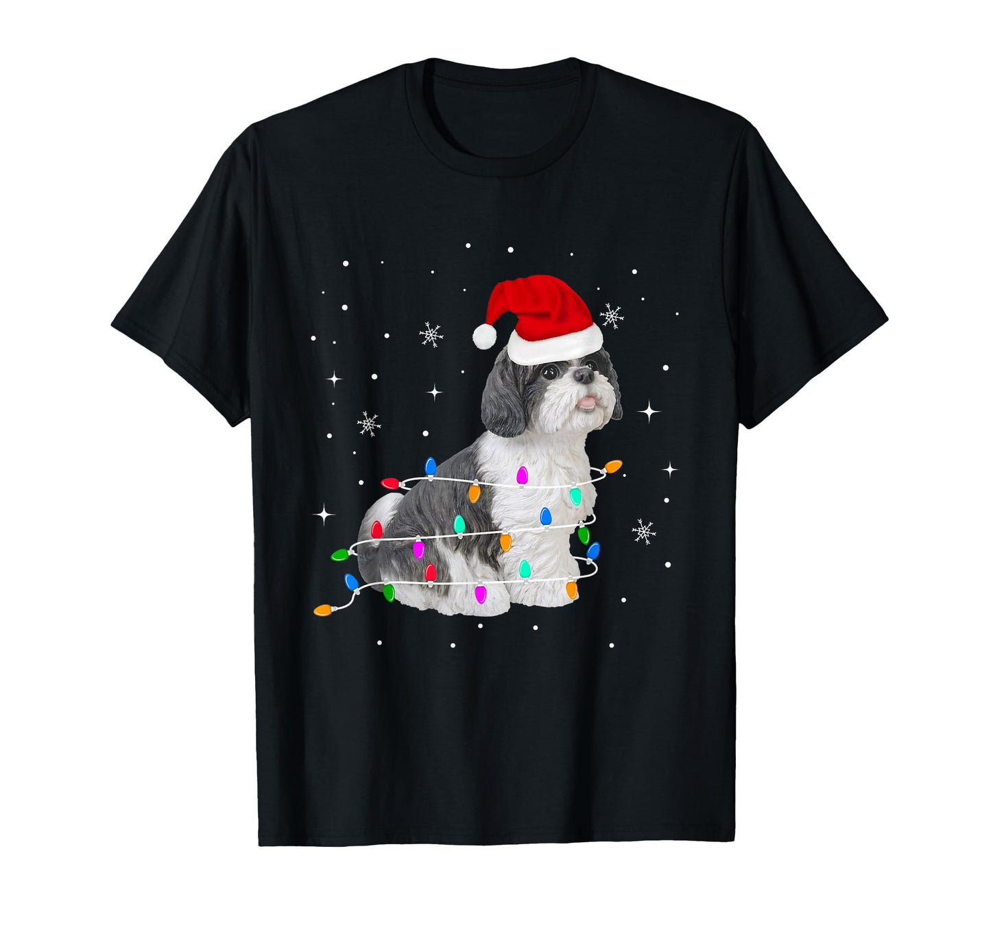 Funny Shih Tzu Christmas Light Gifts Xmas T-Shirt