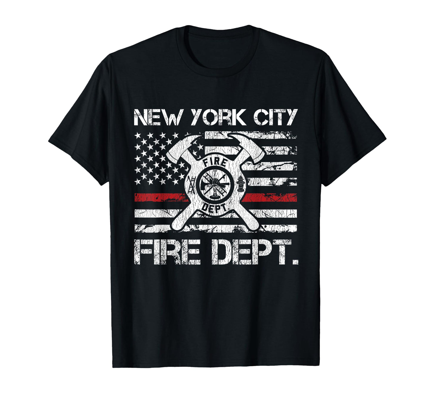 New York City NYC Fire Department Thin Red Line Fireman T-Shirt