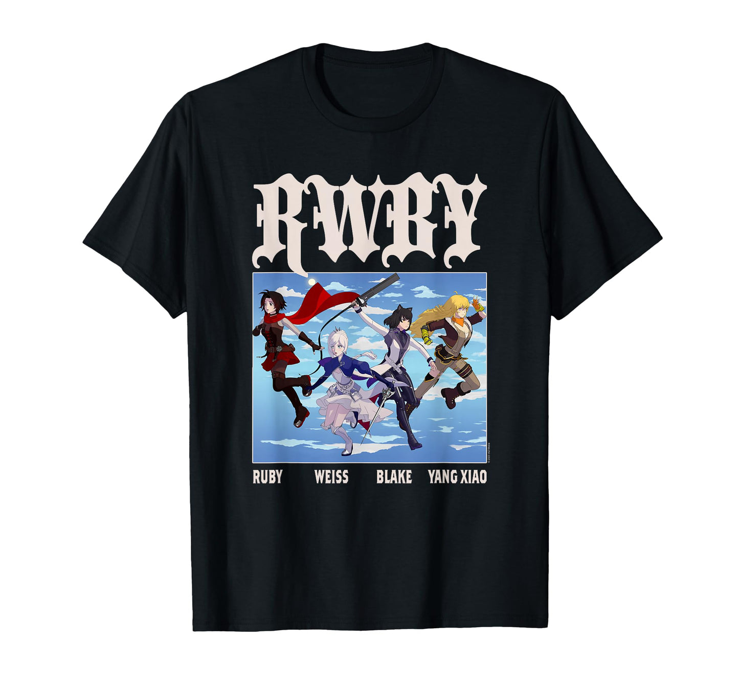 RWBY Character Group Action Poses Anime Cartoon T-Shirt