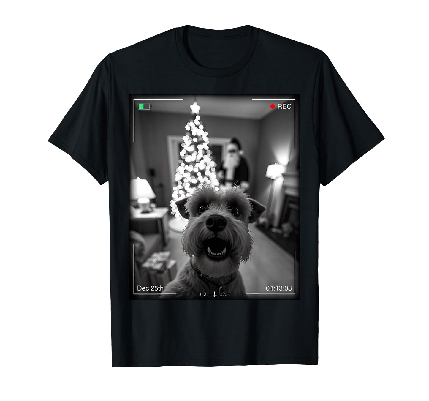 Schnauzer Catches Santa On Camera Xmas T-Shirt