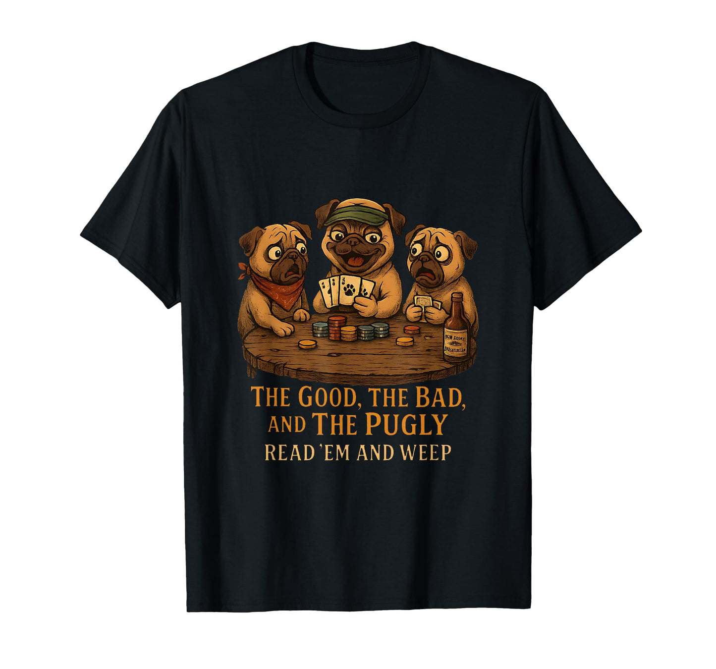 Cowboy Pug Funny Western Outfit Pug Cowboy Dog Costume Poker T-Shirt