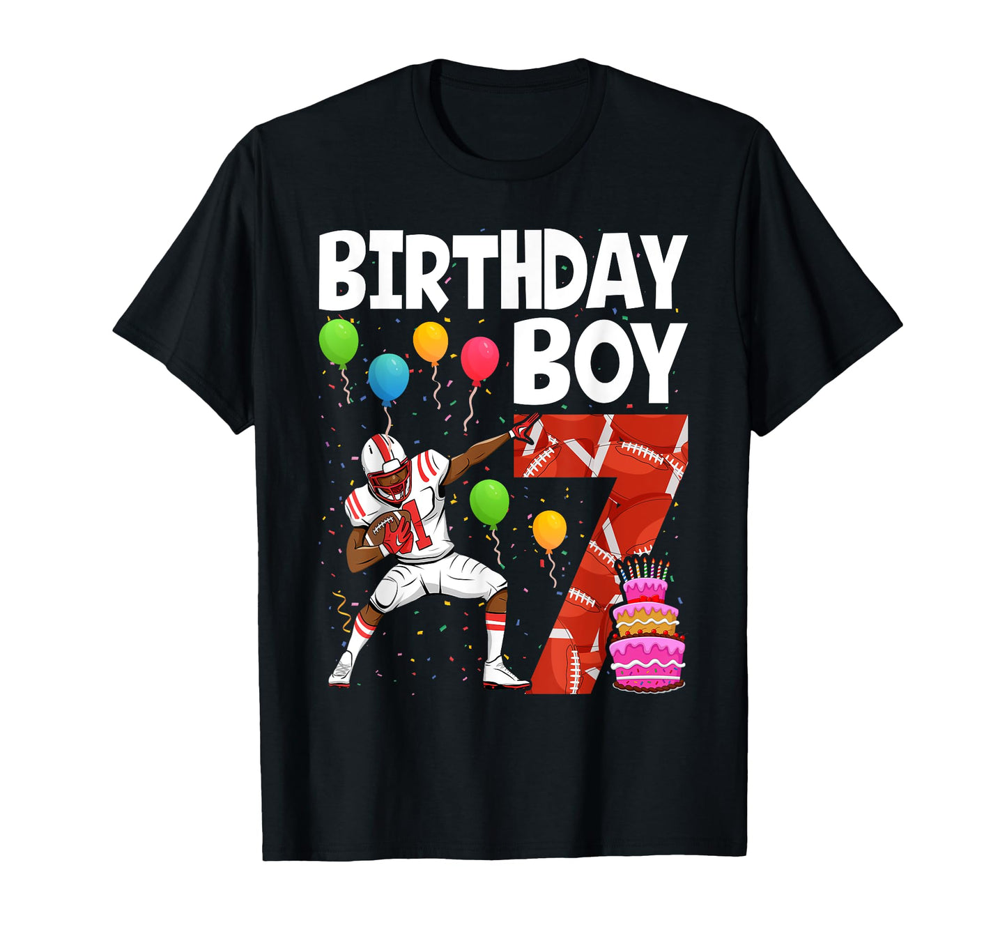 7 Years Old Boy Football Player 7th Football Birthday Boys T-Shirt