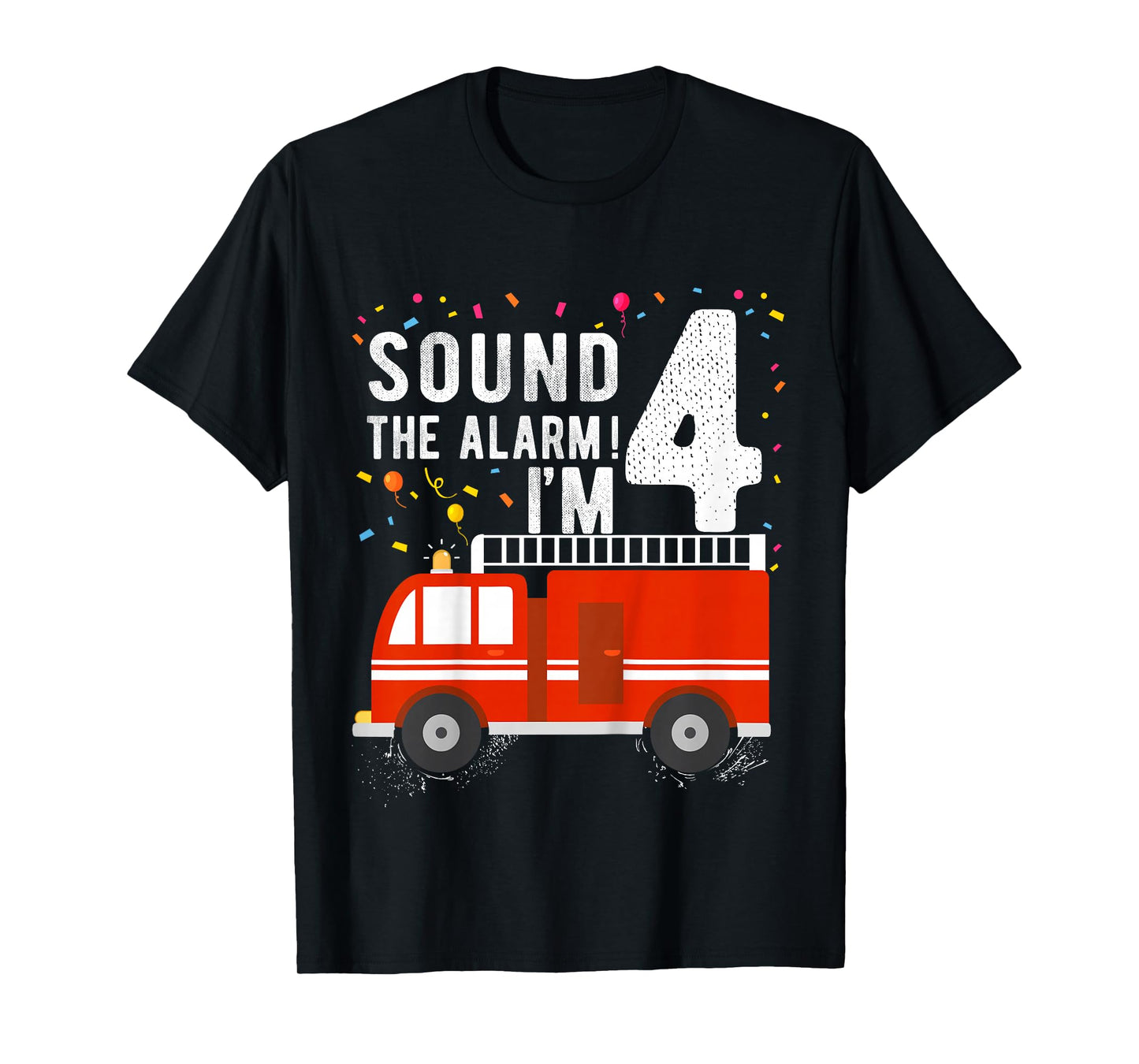 Kids Fire Truck 4th Birthday Boy 4 Year Old Firefighter T-Shirt