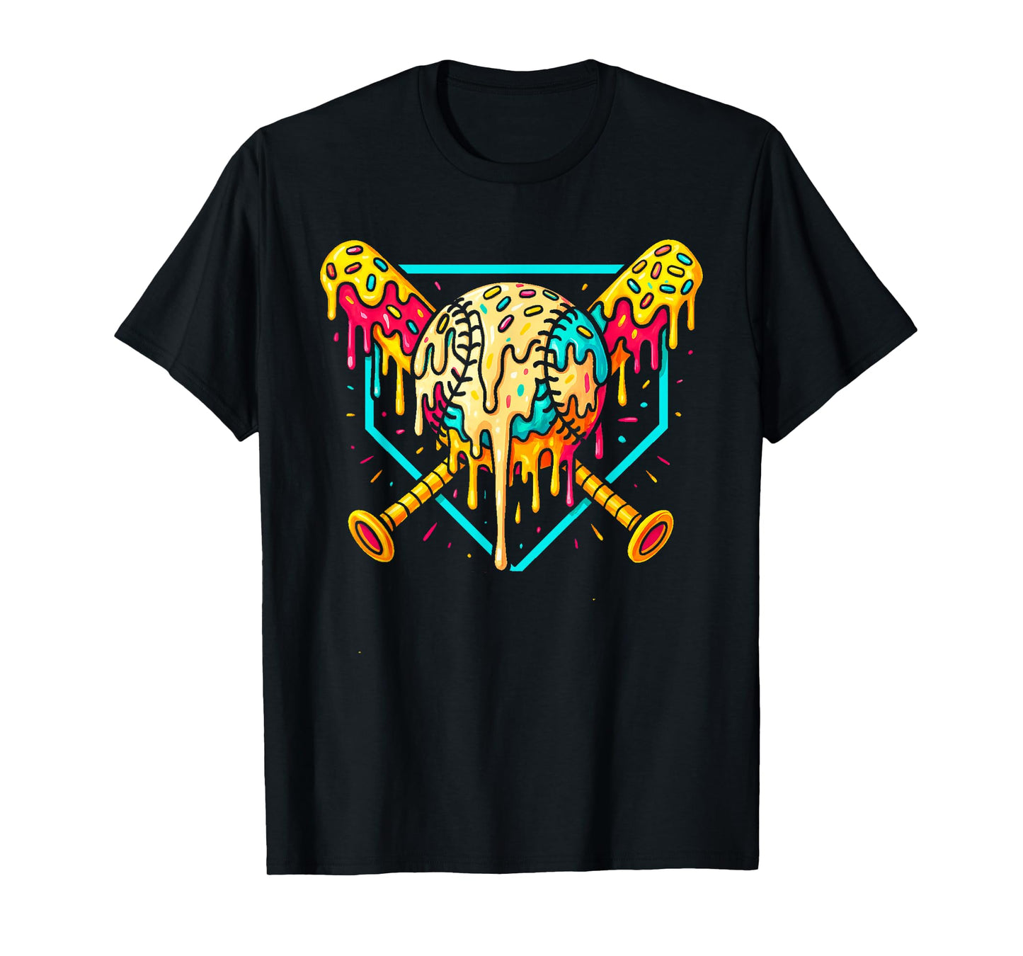 Baseball Home Plate Dripping Ice Cream Drip Youth Boys T-Shirt