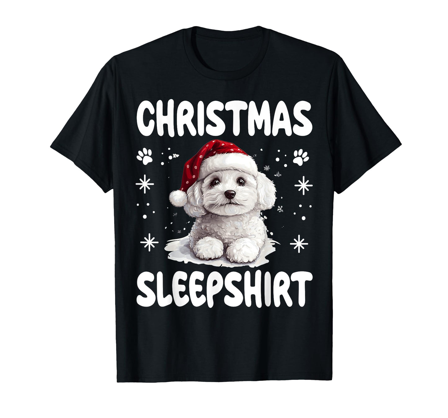 Bichon Frise Dog Nightgown Pajama Christmas Sleepshirt T-Shirt for Men Women Kids