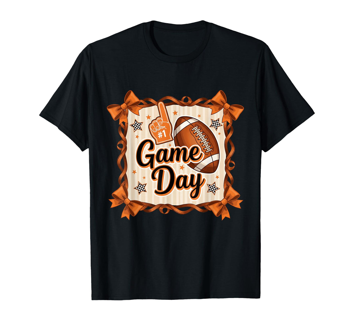 Game Day Football Season Football Bow Girls Women T-Shirt