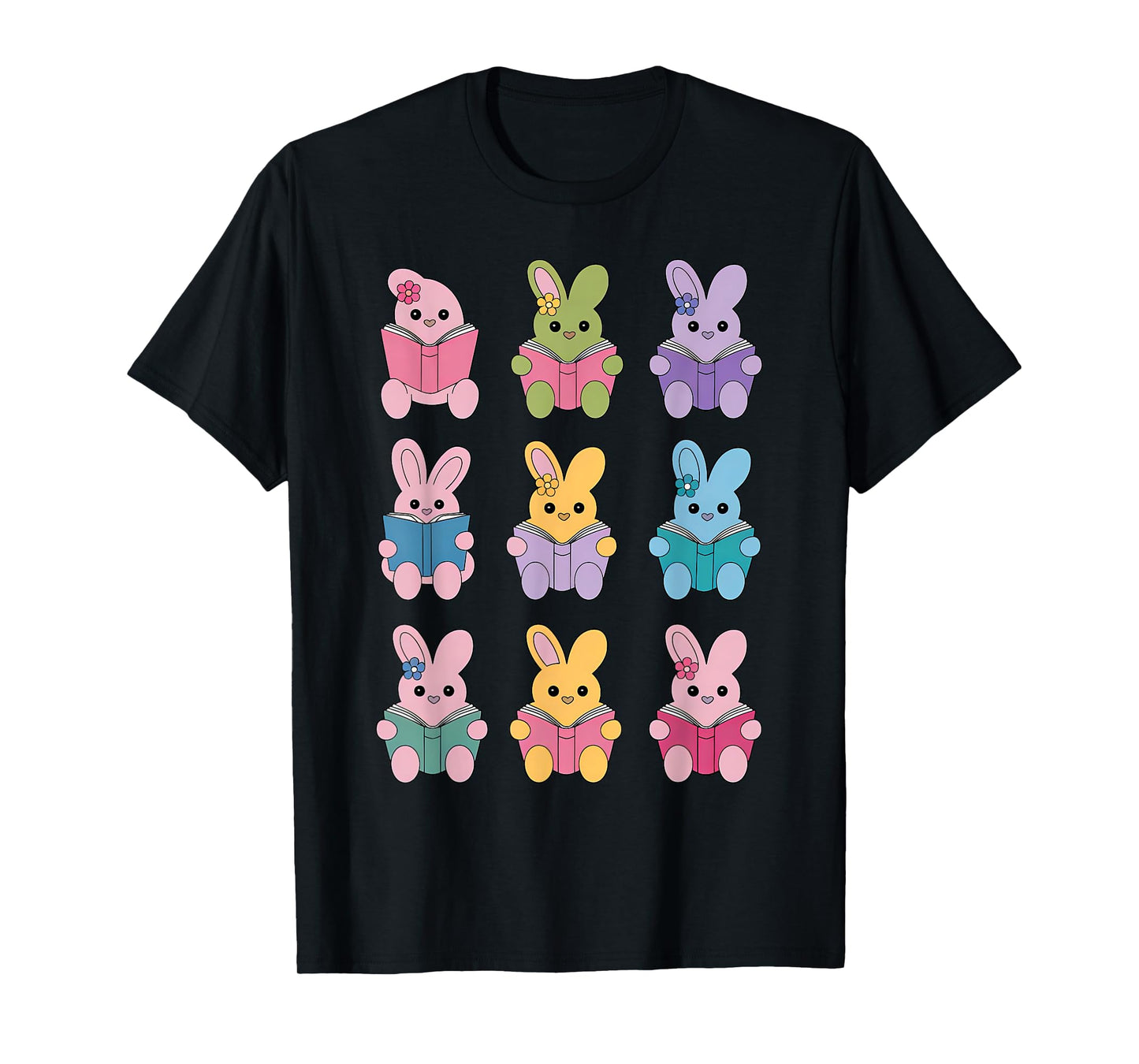 Bunny Reading Books Easter Day Librarian Teacher Book Women T-Shirt