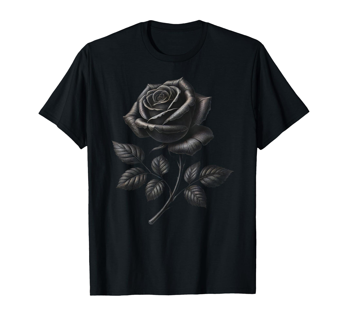 Black Rose Flower Shirt Girls Adult Goth Halloween Costume T-Shirt