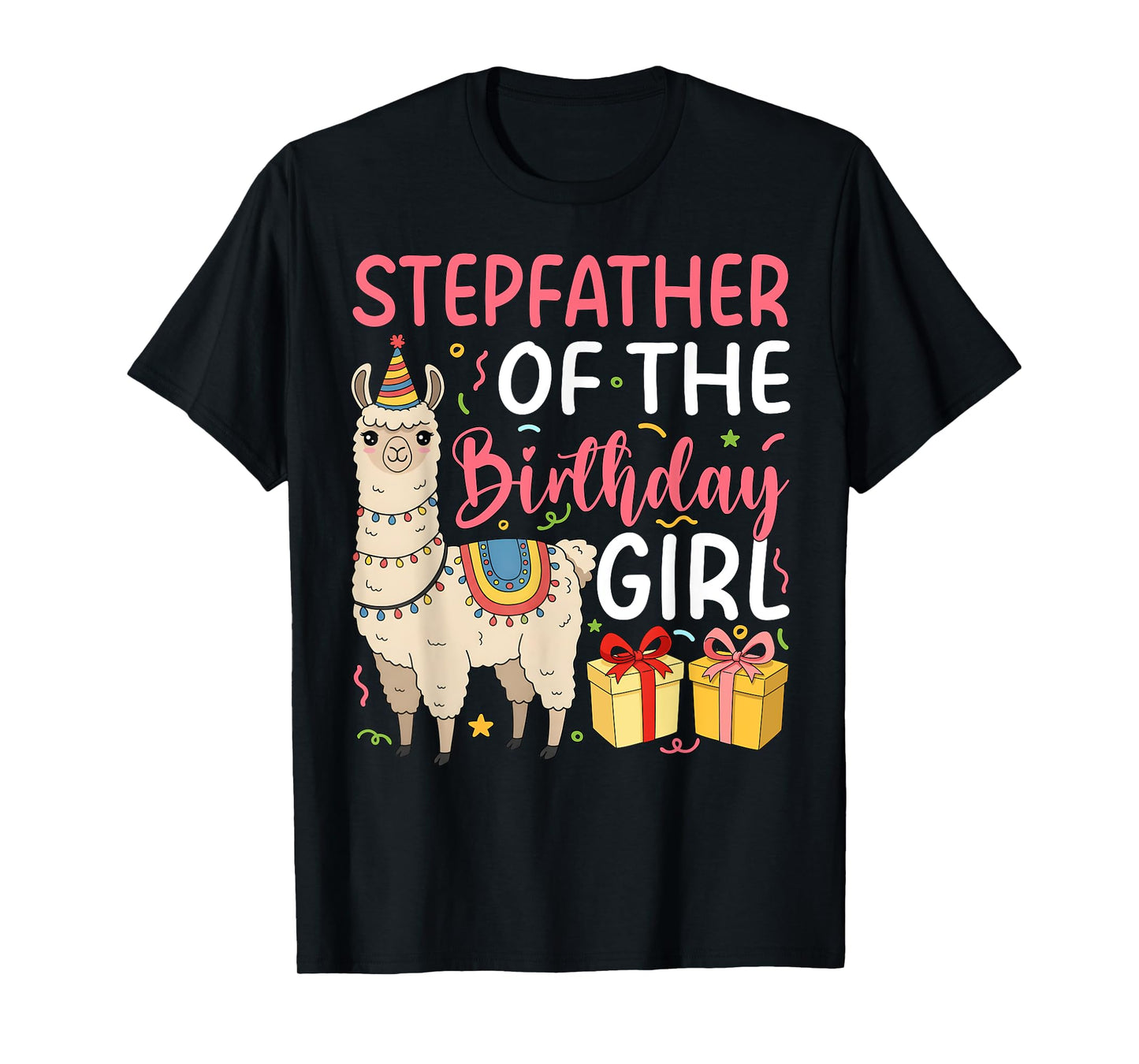 Stepfather of the Birthday Girl Llama Birthday Party T-Shirt