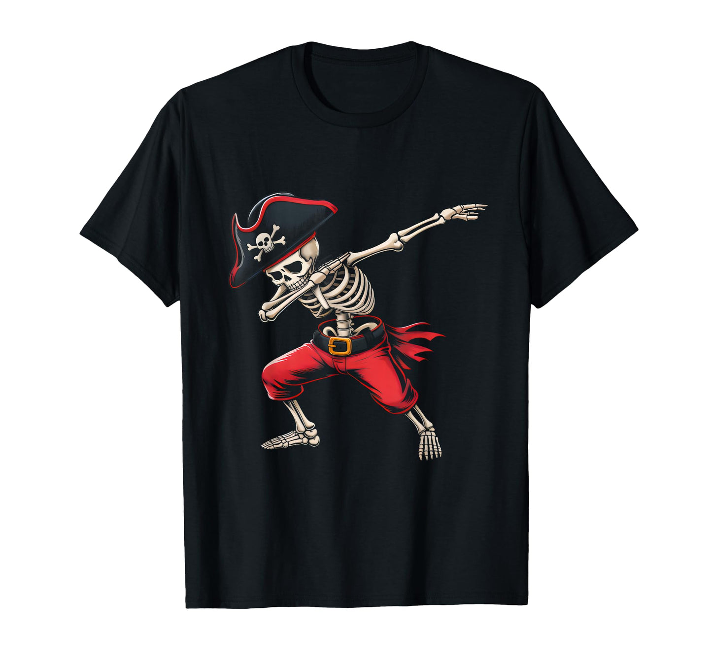 Dabbing Skeleton Pirate Boys Kids Funny Halloween Costume T-Shirt