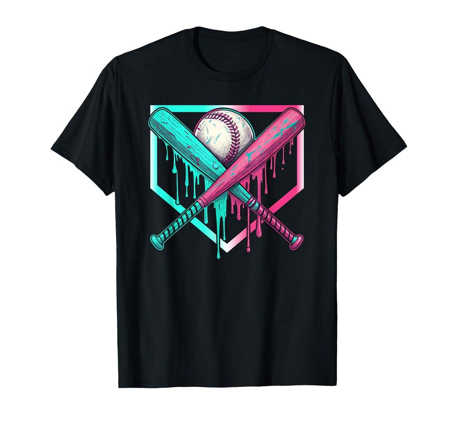 Baseball Drip Home Plate Boys Ice Cream Dripping Lifestyle T-Shirt