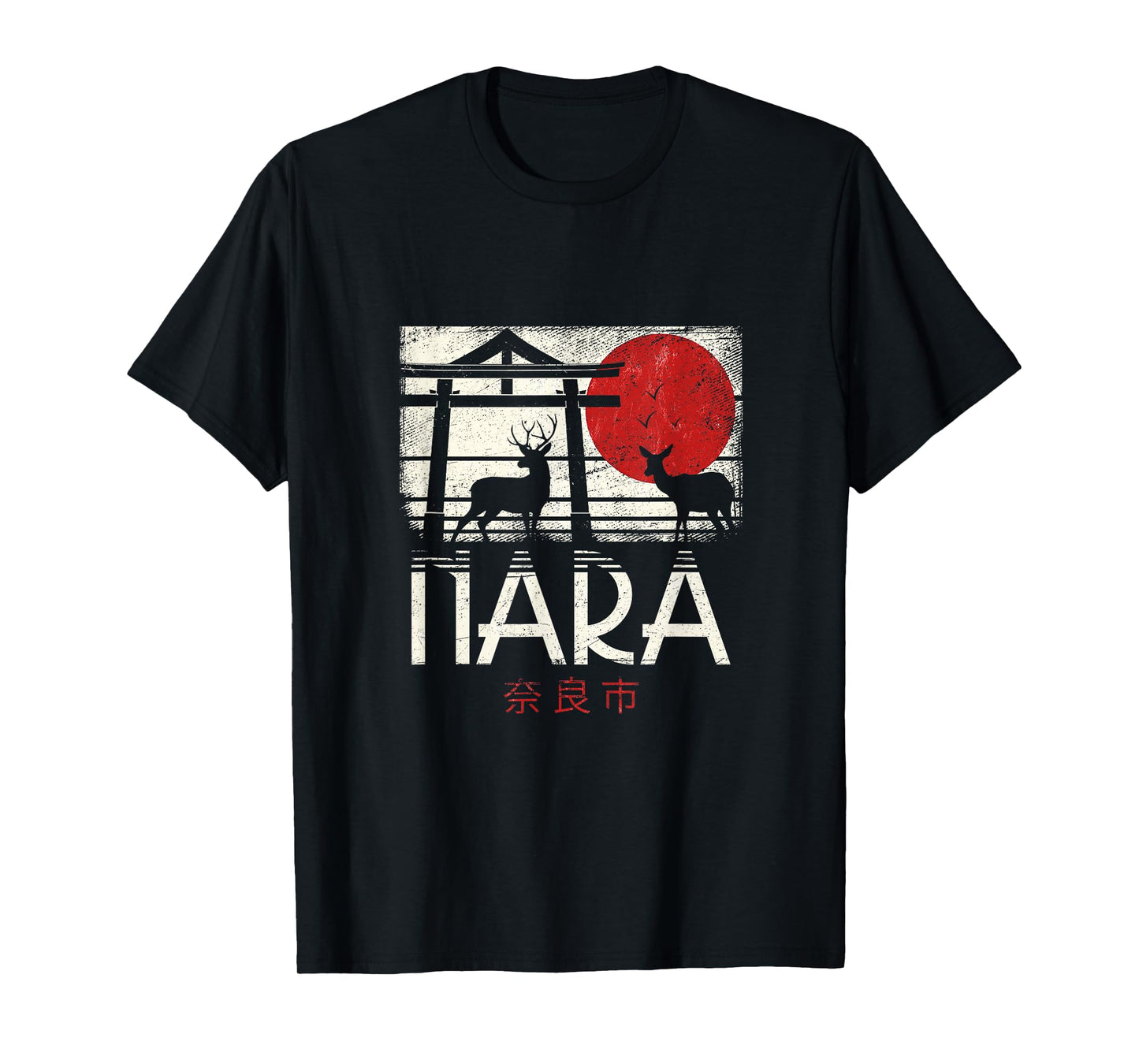 Japanese Sika Deer Nihon Nippon Torii Retro Nara Japan T-Shirt