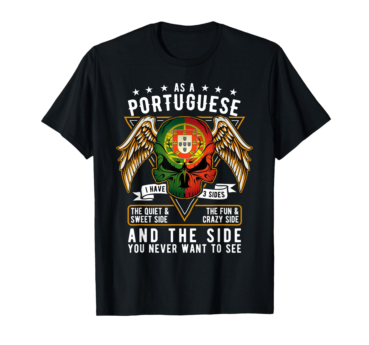 Portugal Flag Skull Patriotic Portuguese Roots DNA Heritage T-Shirt