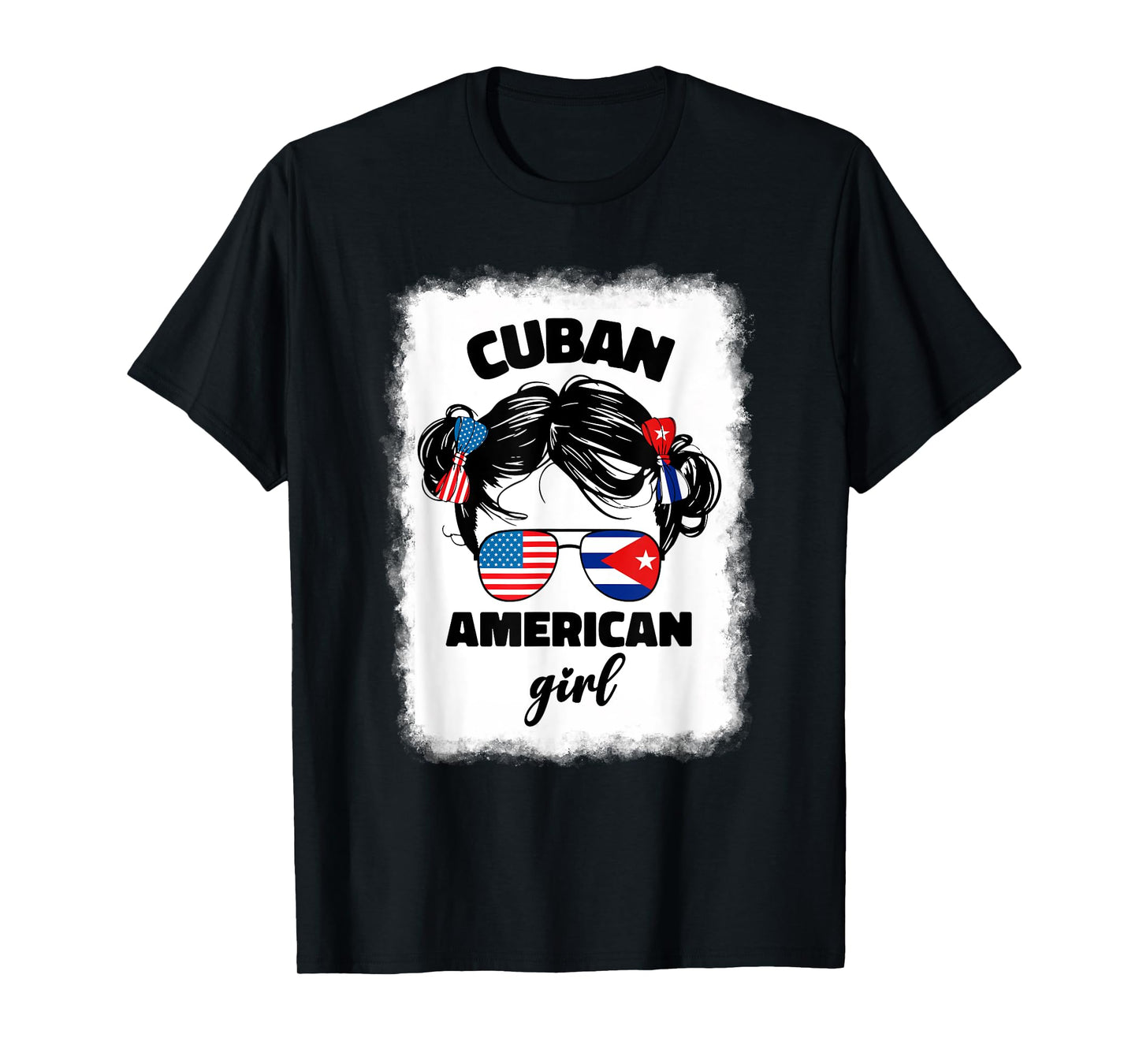 Half Cuban And American America Cuba Usa Flag Kids Girl Cute T-Shirt