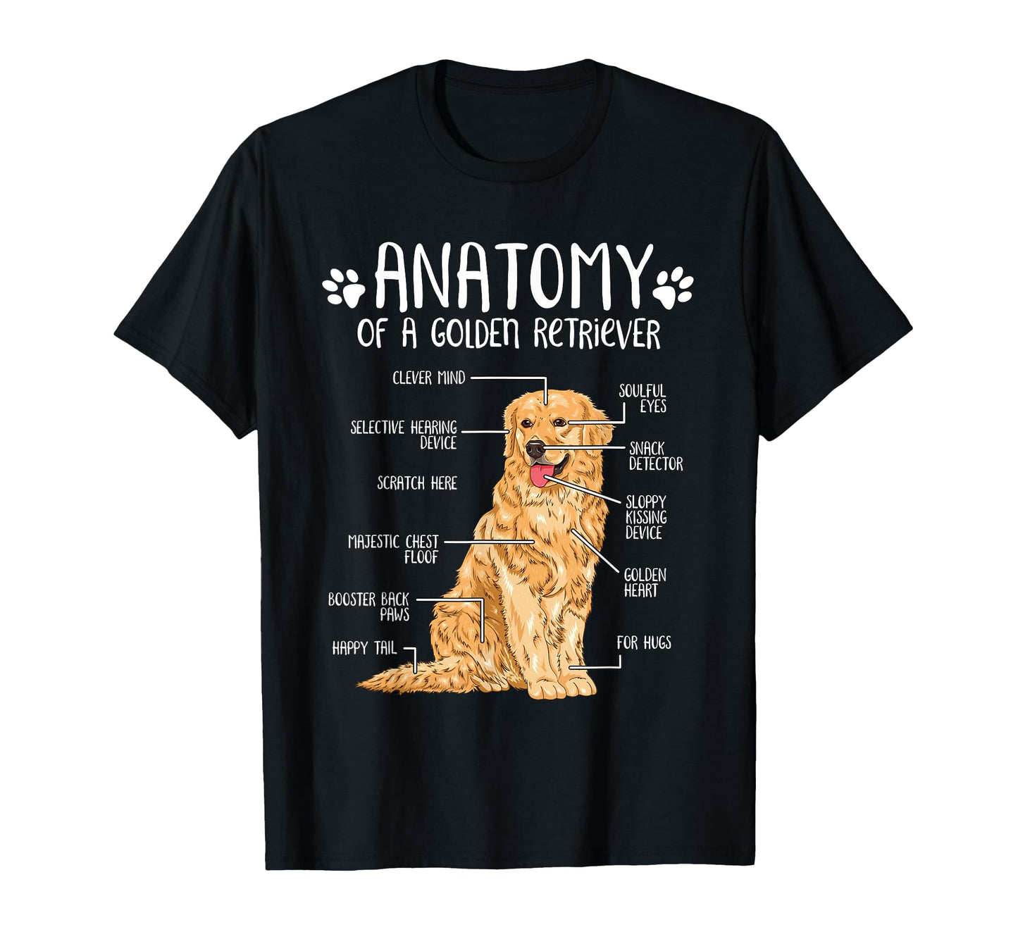 Funny Anatomy Golden Retriever Dog Lover Men Women Girls Kids T-Shirt
