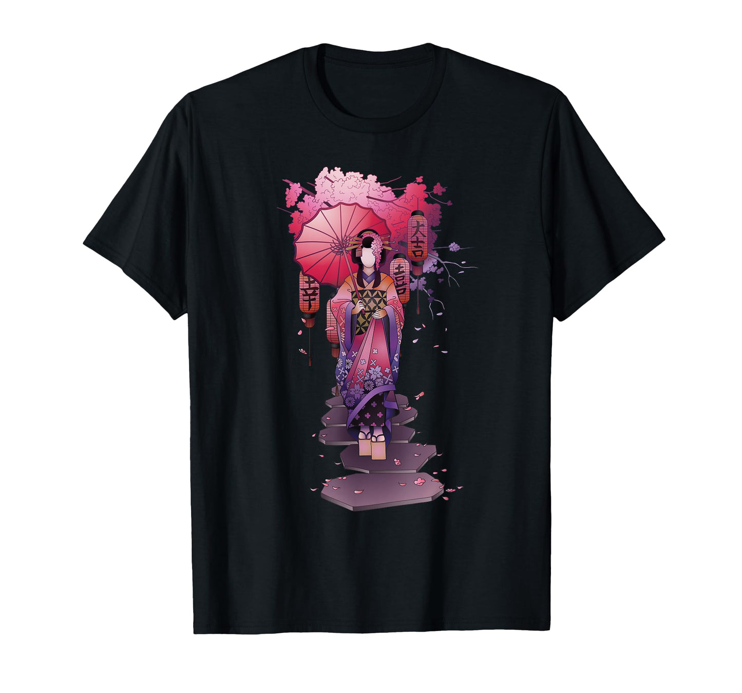Vintage Japanese Kawaii Geisha Girl in Kimono Japan Art T-Shirt