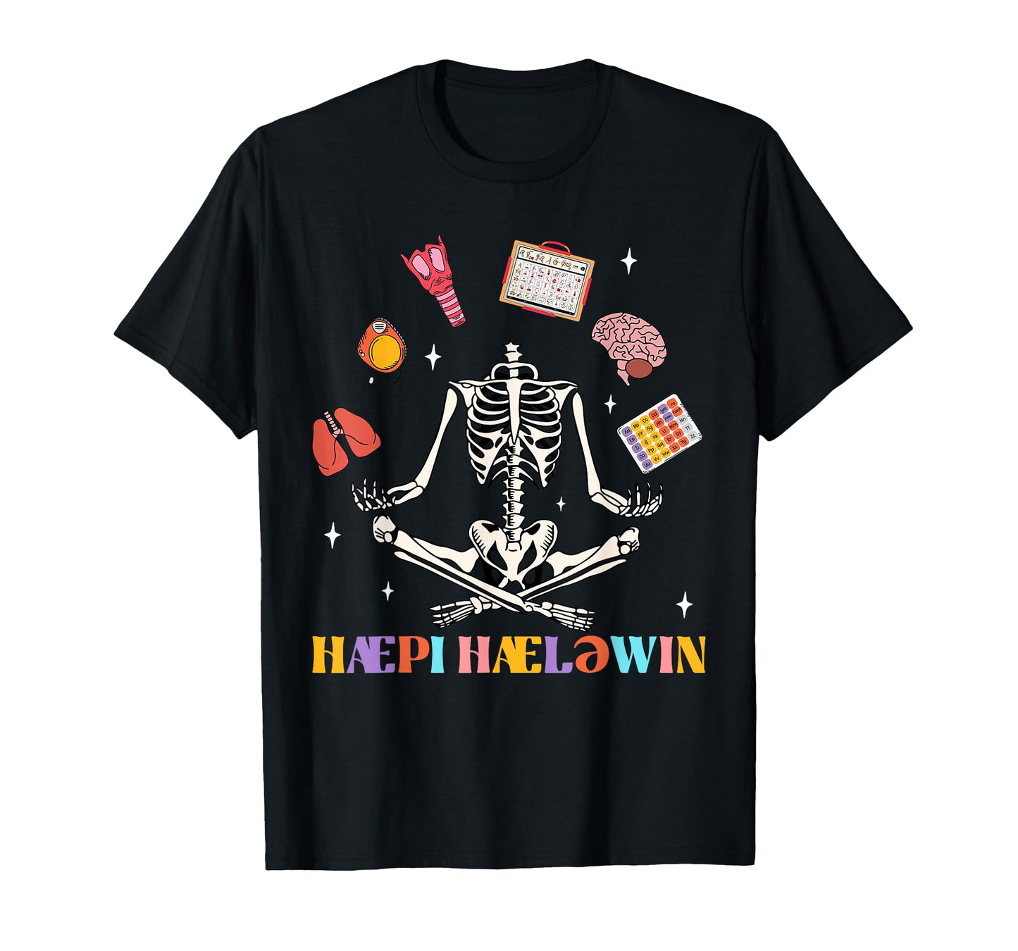 Speech Therapy Therapist SLP Spooky Skeleton Halloween Funny T-Shirt