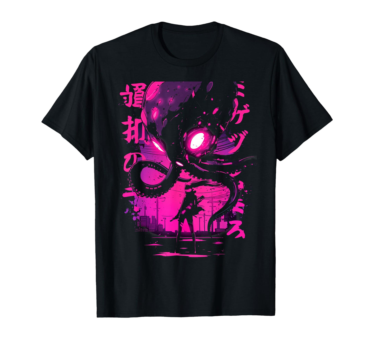 Cyberpunk Anime Girl Kaiju Octopus Manga Gothic Japanese T-Shirt