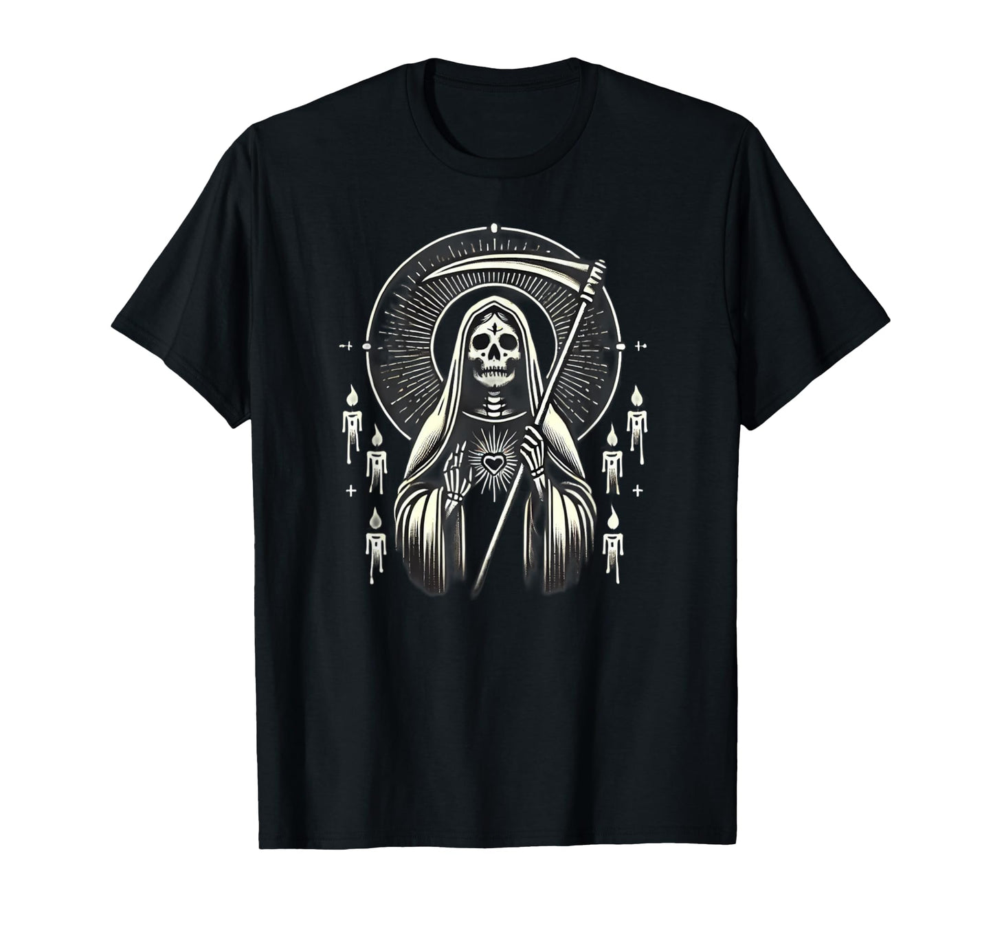 Santa Muerte Sacred Art – Mystical Skeleton with Scythe T-Shirt