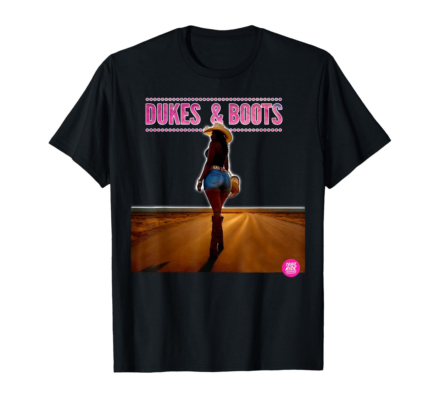 TRAIL RIDE SHOP DUKES AND BOOTS T-Shirt, Small, Black