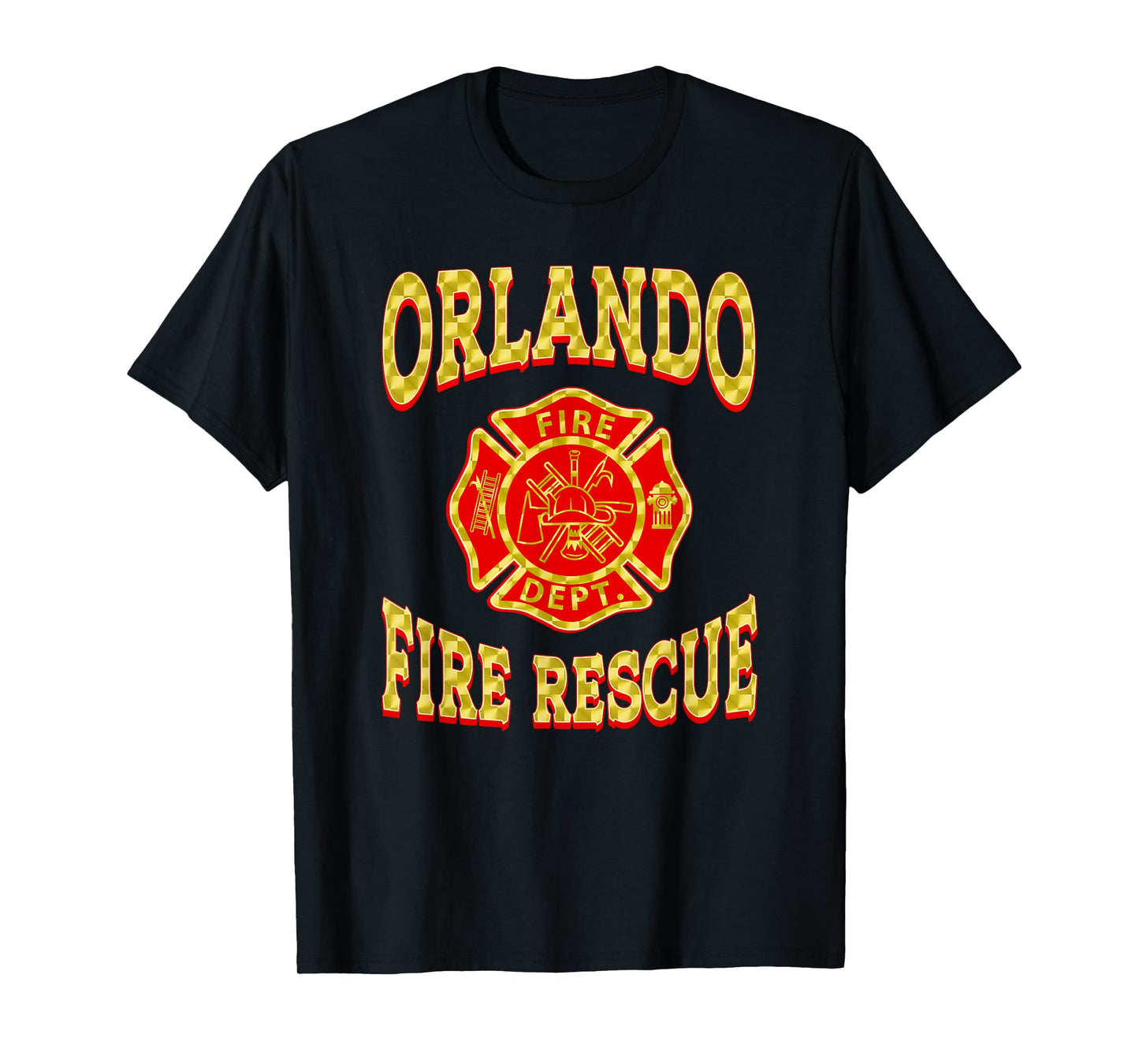 Retro Orlando Fire Department Patch Flag Florida Firefighter T-Shirt