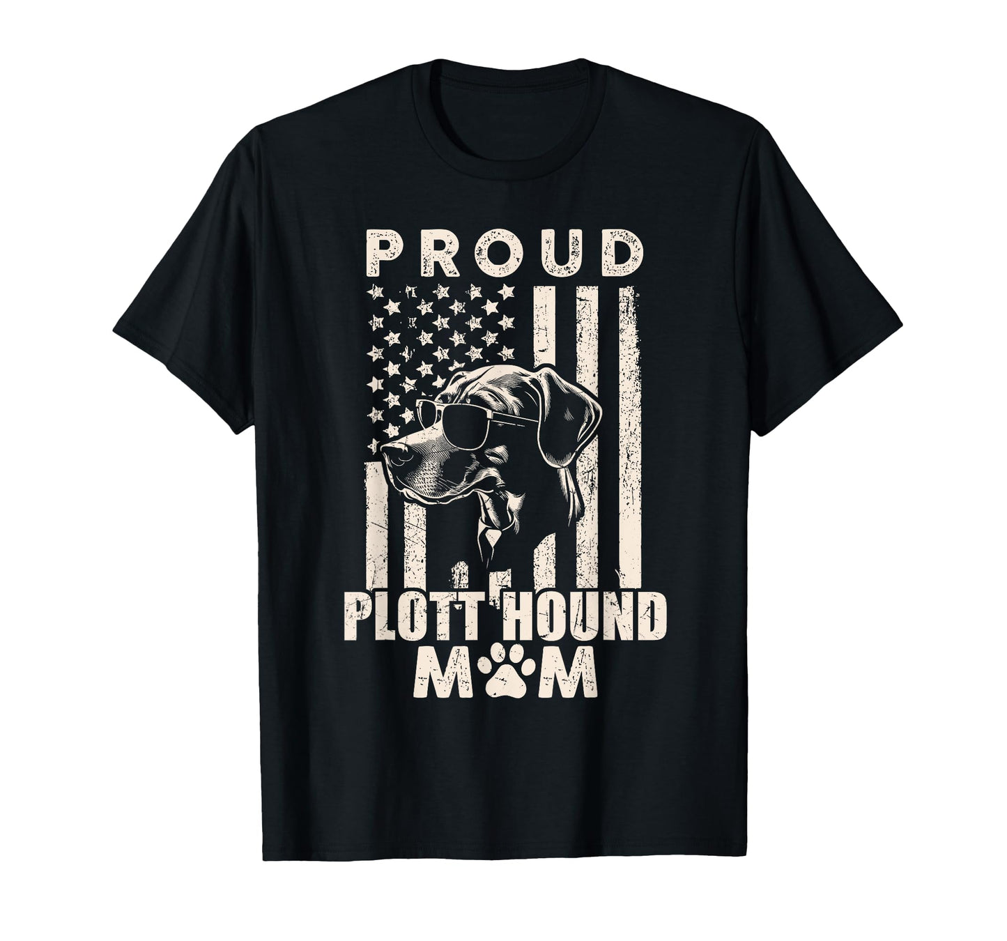 Proud Plott Hound Mom American Flag Patriotic Dog Owner Xmas T-Shirt