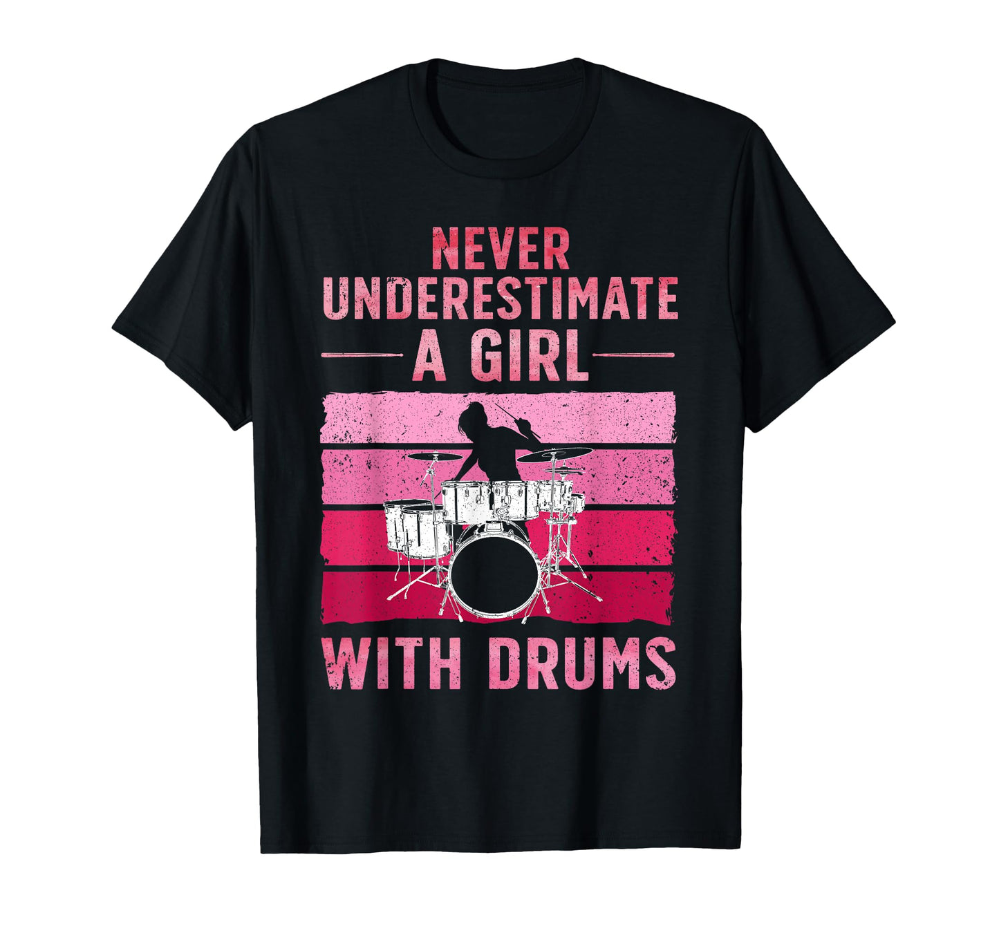 Funny Drummer Art for Girls Women Drumming Drum Set Drummer T-Shirt