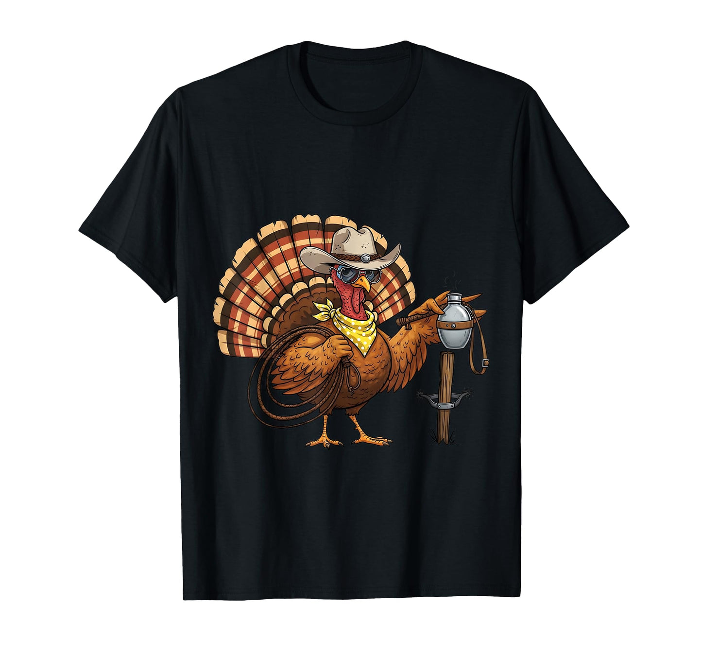 Cowboy Turkey Funny Thanksgiving Western Rodeo Design T-Shirt