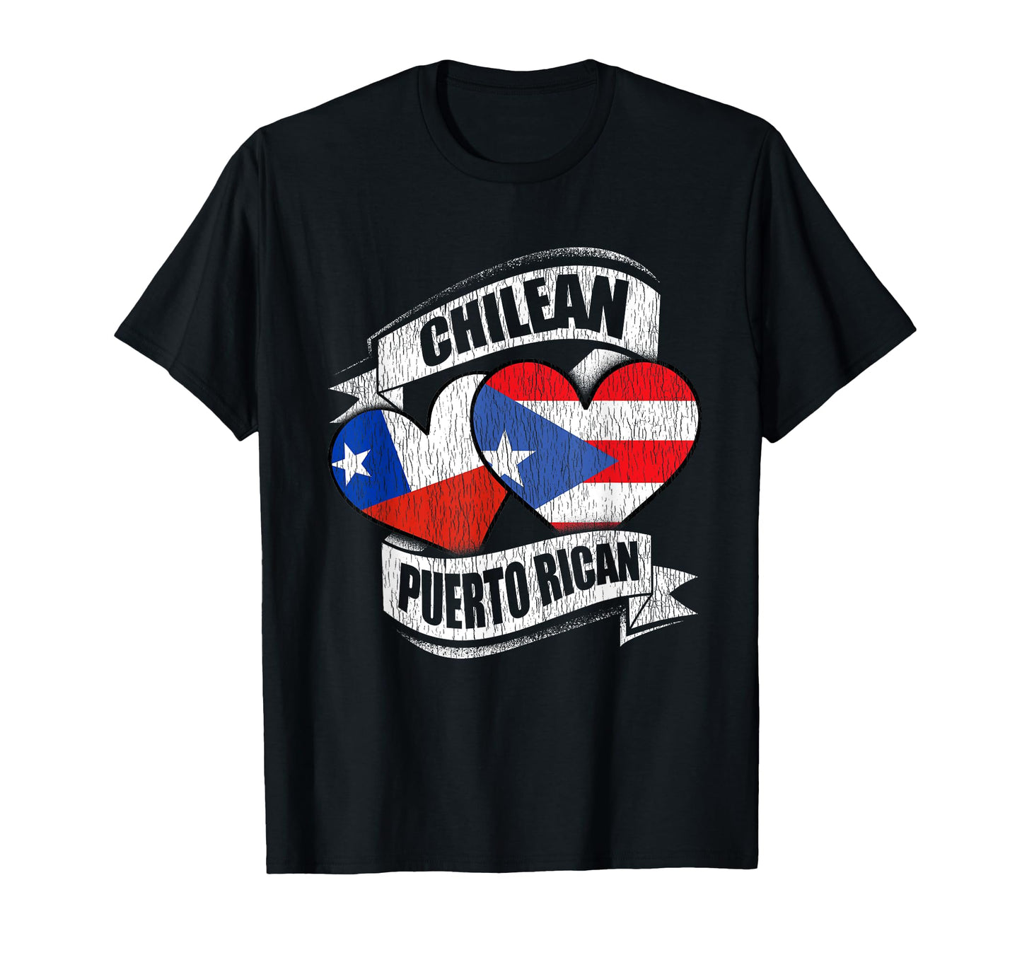 Chilean Puerto Rican Hearts Chile Puerto Rico Flags T-Shirt
