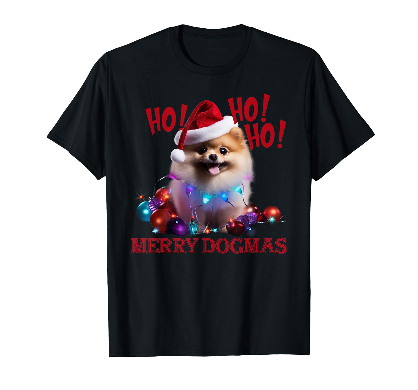 Merry Dogmas Pomeranian Christmas T-Shirt