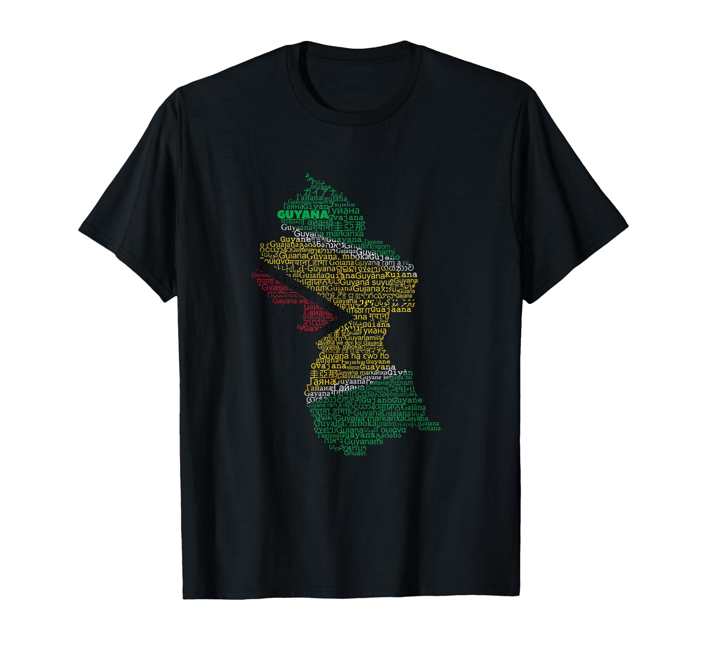 Guyana Map, Guyanese flag, Guyana in world languages T-Shirt