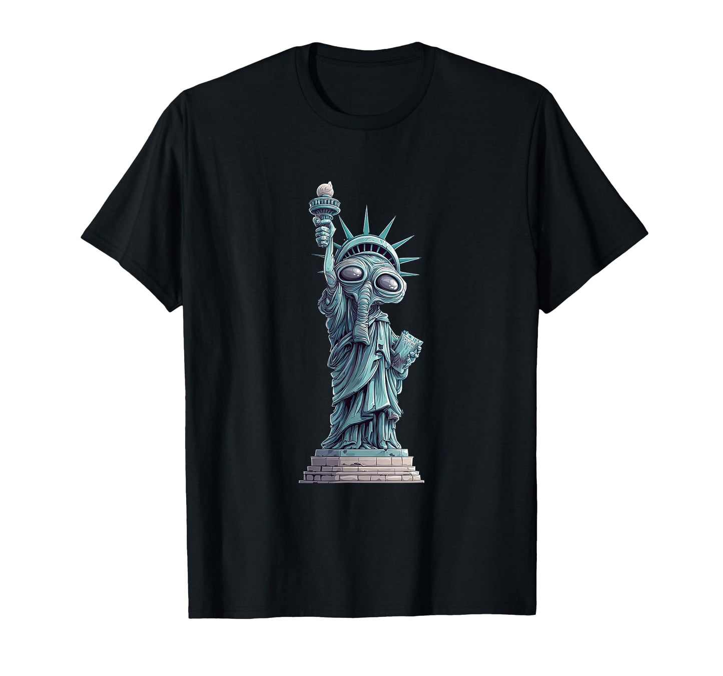 Freedom Statue with Alien for Funny Boys and Girls T-Shirt