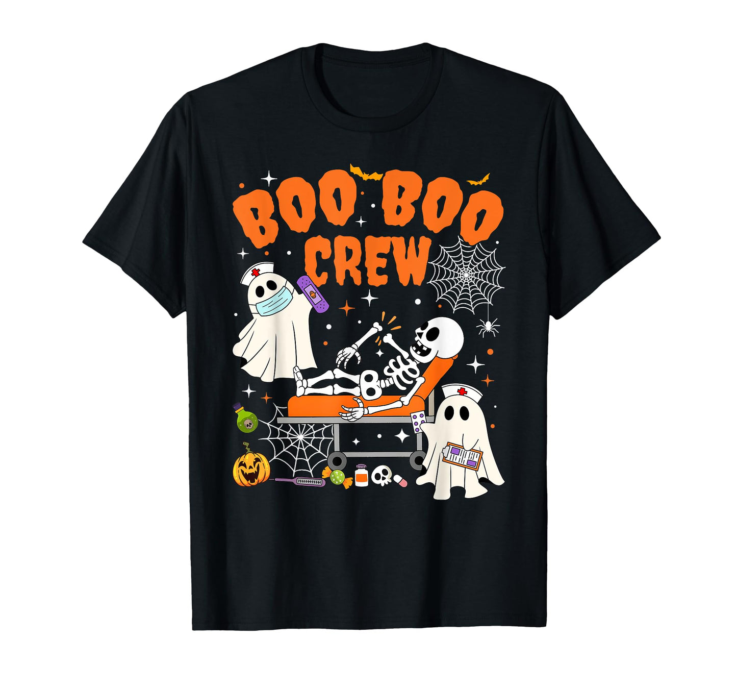 Nurse Boo Boo Crew Ghost Skeleton Nurse Halloween Costume T-Shirt