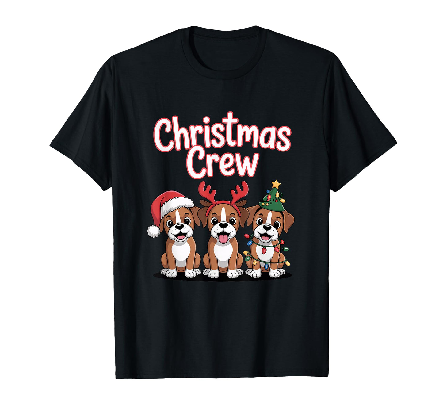 Christmas Crew Xmas Puppy Dog Humor Funny Christmas Boxer T-Shirt