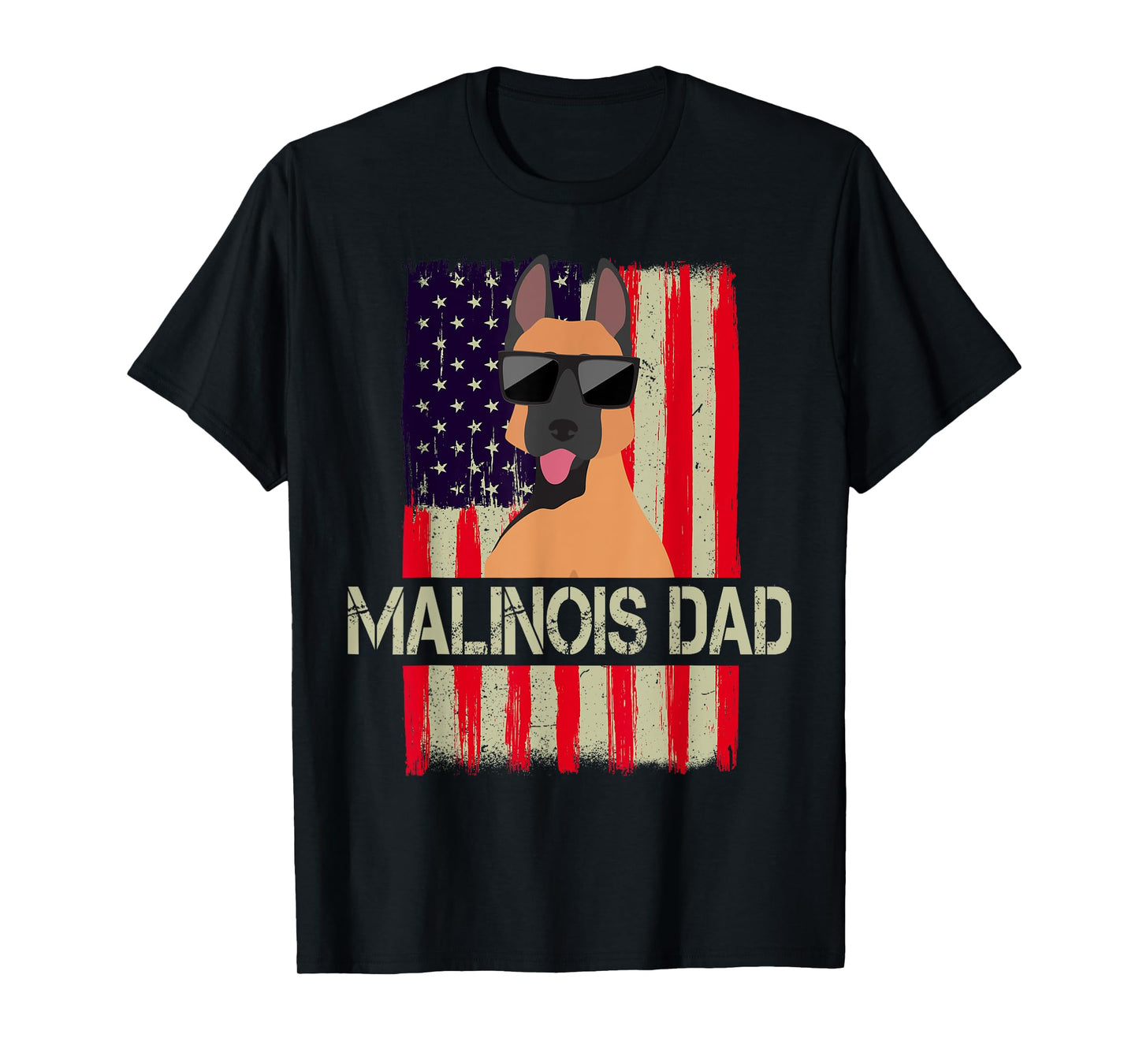 Funny Belgian Malinois Dad American Flag 4th Of July T-Shirt for Men