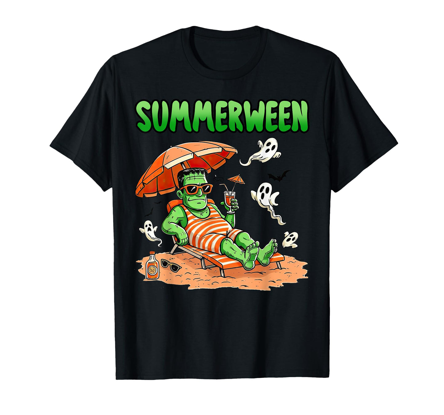 Summerween Halloween Hello Summer Frankenstein Boo Ghost T-Shirt