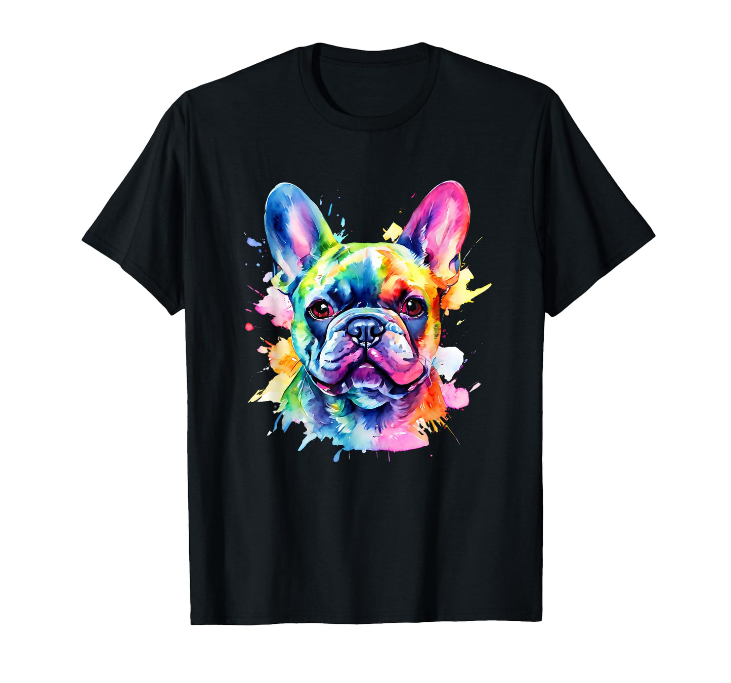 Colorful French Bulldog Portrait Splash Art T-Shirt
