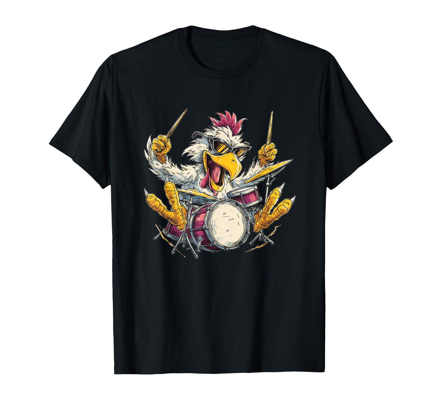 Chicken Drummer with Cool Sunglasses Loves The Rhythm T-Shirt