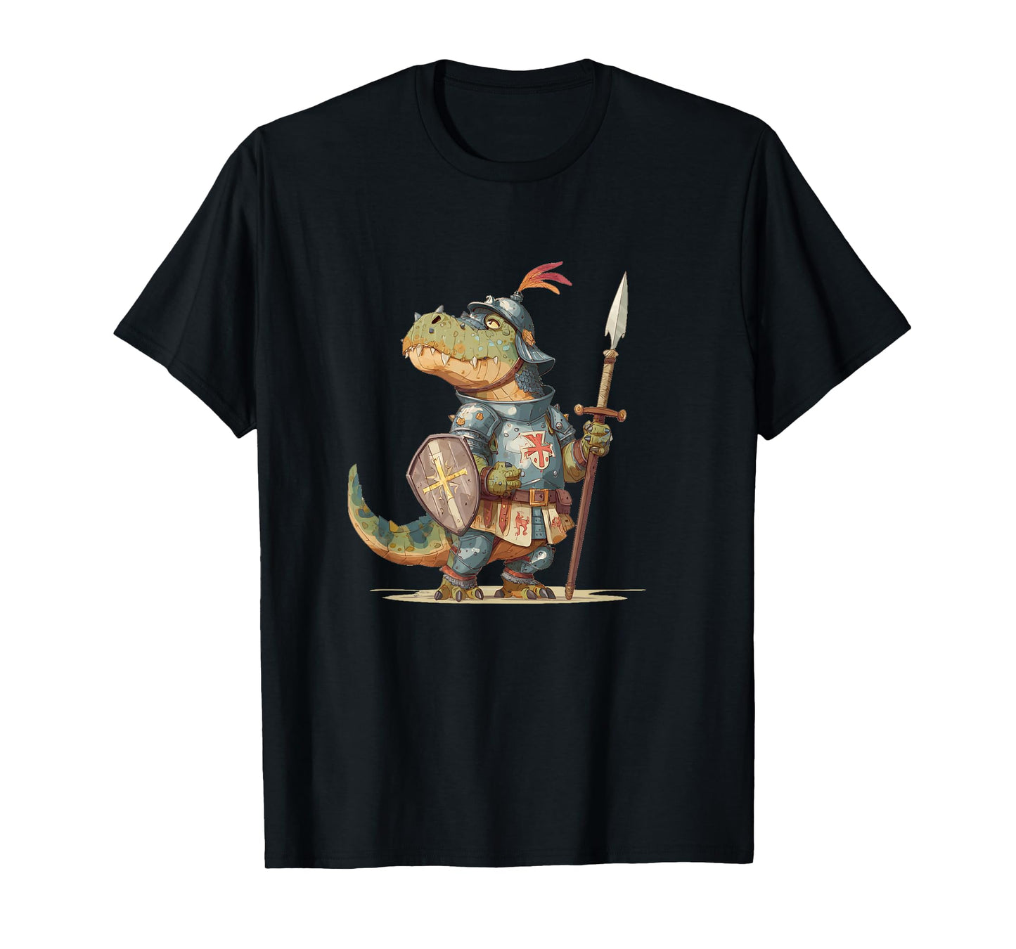 Cool Dinosaur Guard in Knight Costume for Boys and Girls T-Shirt